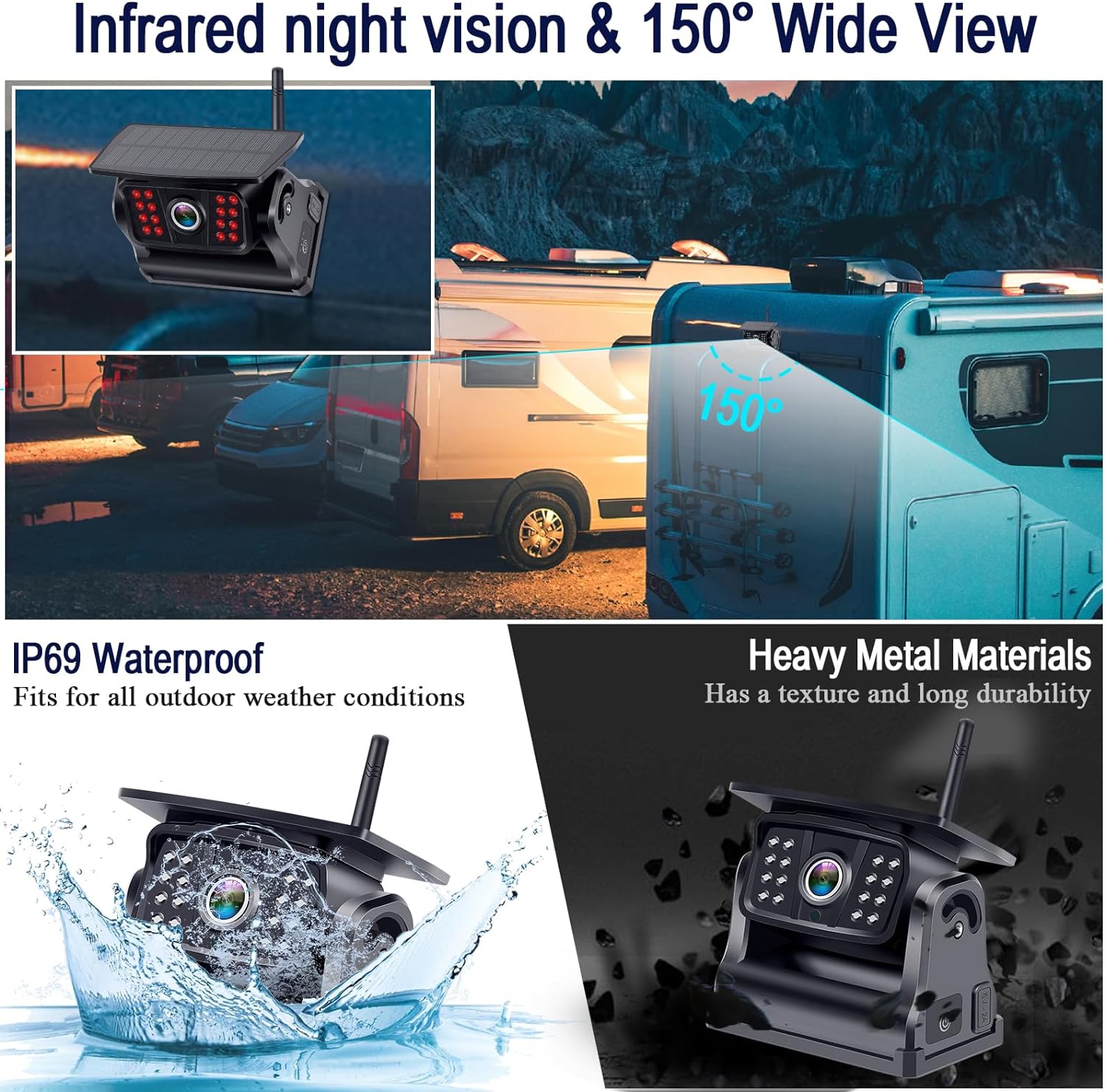 HD 1080P Wireless Solar Backup Camera Kit: Portable Magnetic Rear View for Trucks, RVs, and Campers-Toppalletfly