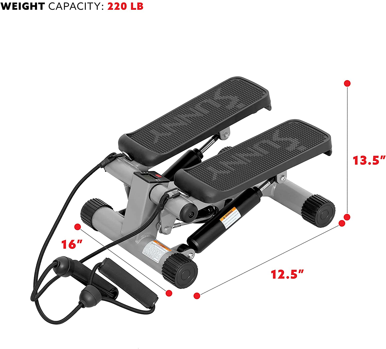 Health & Fitness Mini Stepper Exercise Equipment with Resistance Bands-Toppalletfly