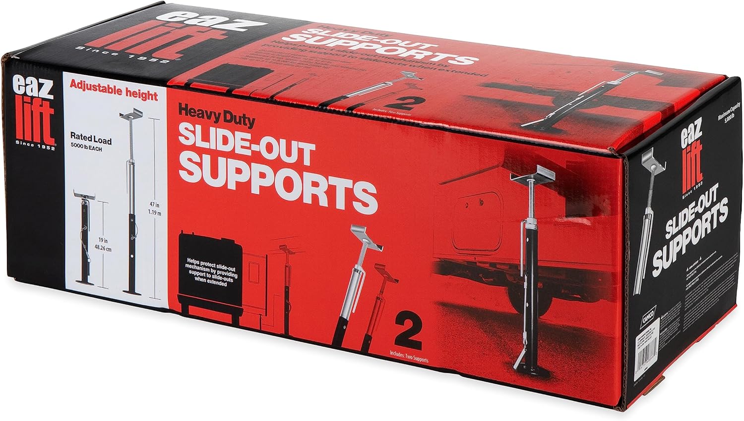 Heavy-Duty RV Slide-Out Supports, Adjustable Steel Jacks 19" to 47" – 5,000lbs Each – Set of 2-Toppalletfly