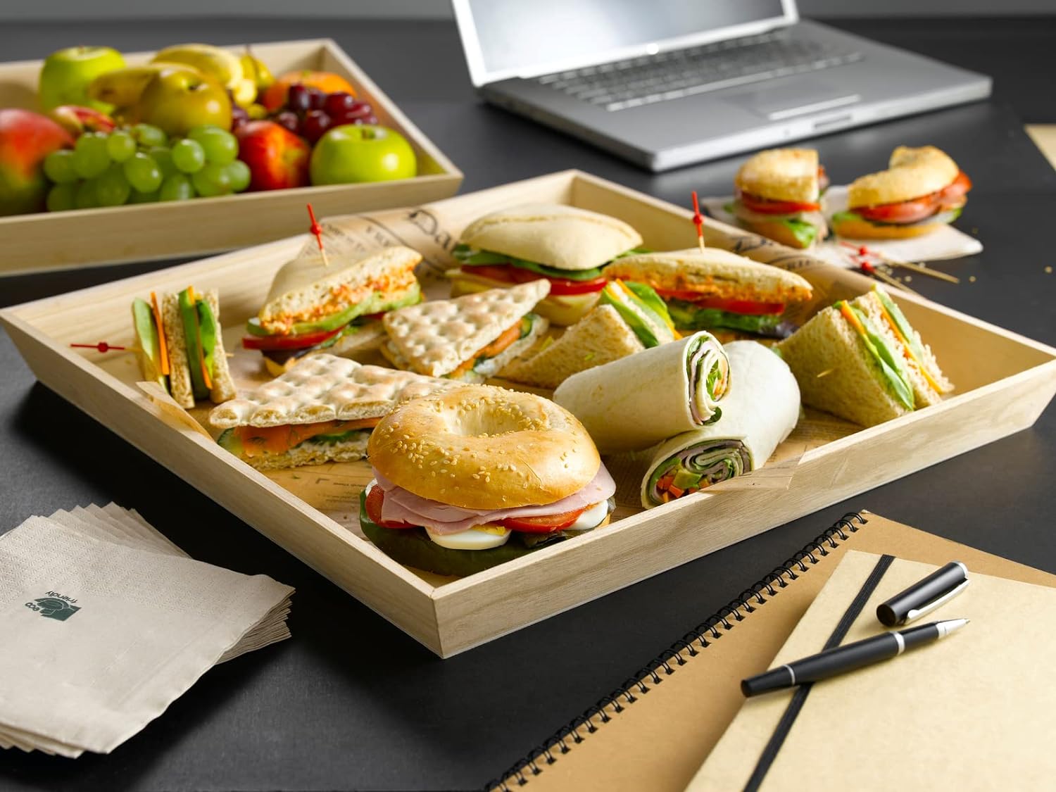 Heavy Duty Wooden Tray, Biodegradable Serving Wood Table Trays for Snacks-Toppalletfly