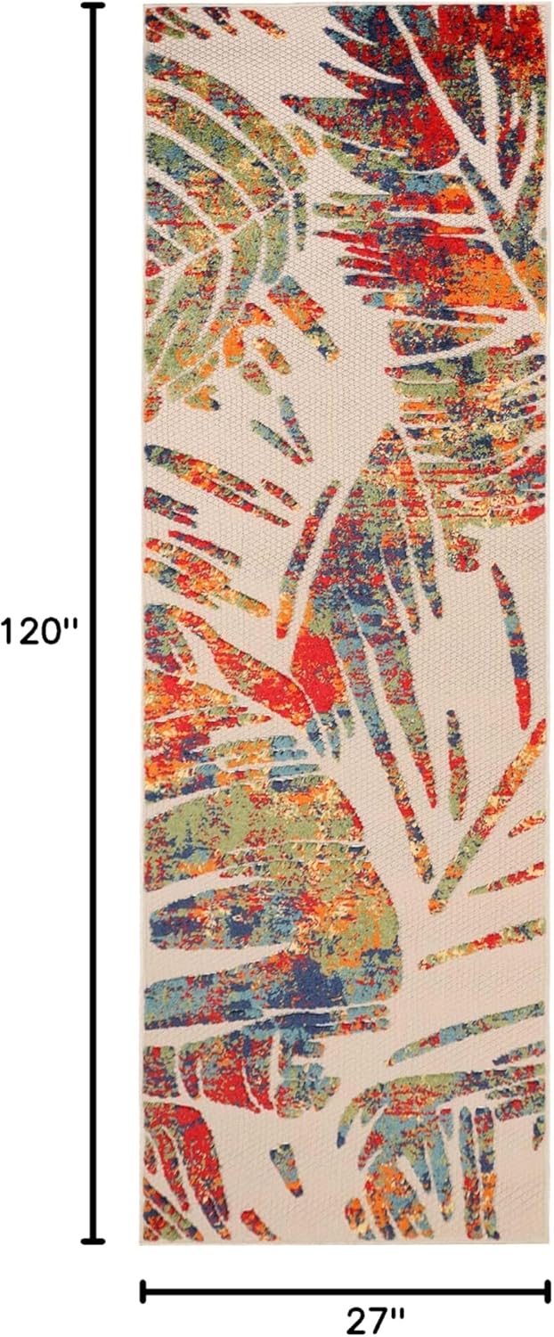 Indoor Outdoor Area Rug Size 2ft 3in x 10ft Siesta - Cream-Toppalletfly