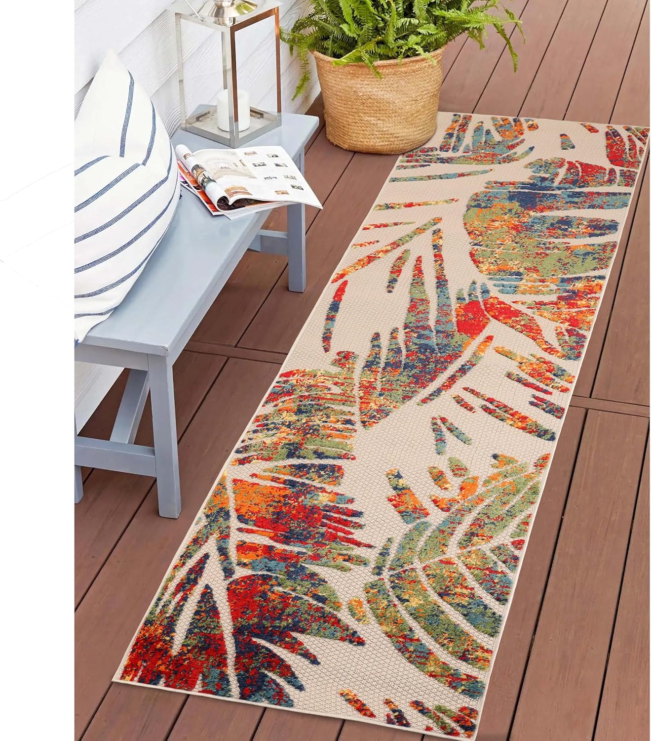 Indoor Outdoor Area Rug Size 2ft 3in x 10ft Siesta - Cream-Toppalletfly