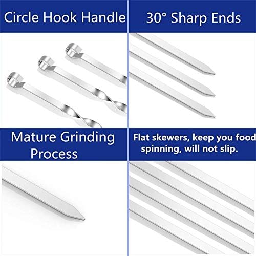 Kabob Skewers Flat Stainless Steel Reusable Grilling Skewers Set 24 Pcs-Toppalletfly