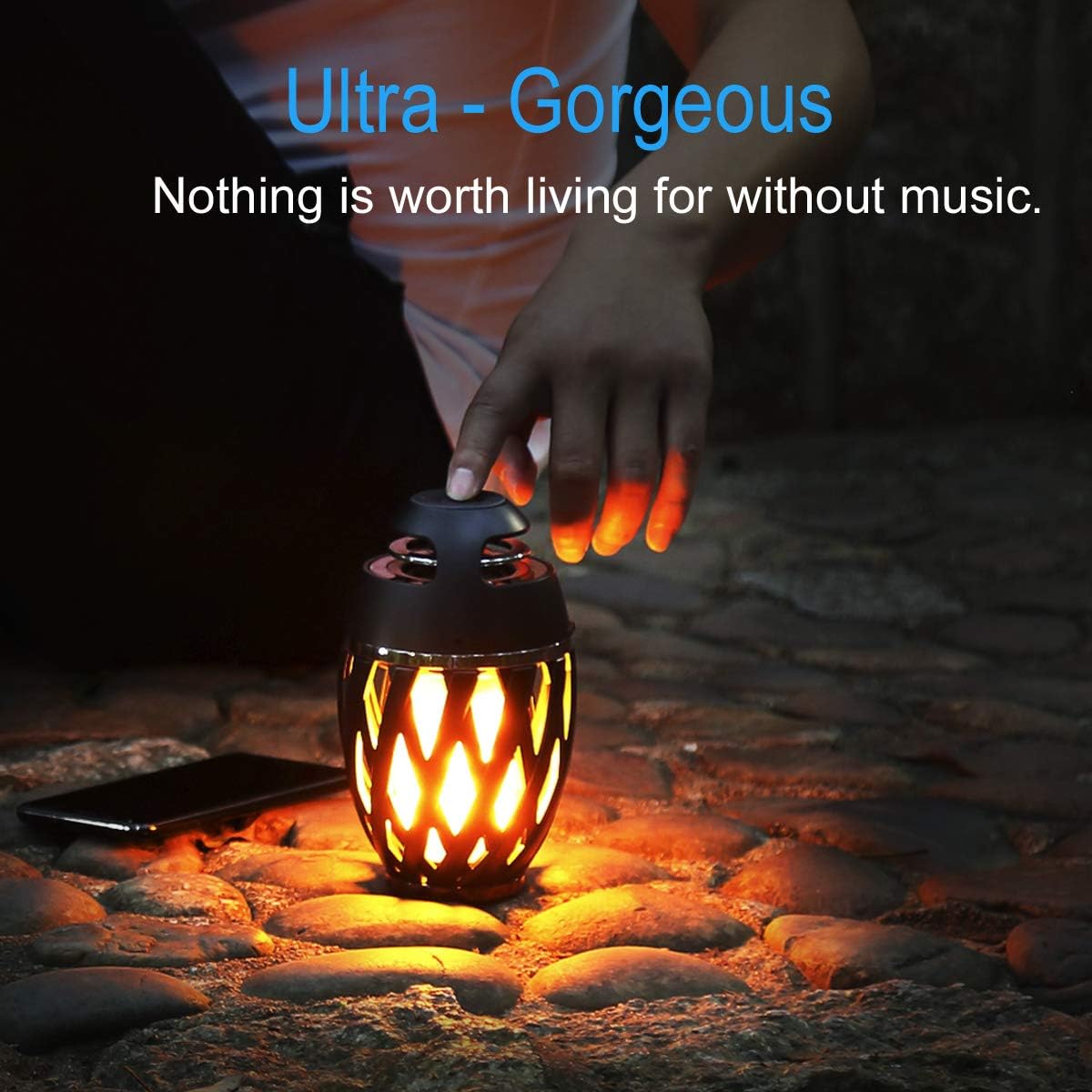 LED Flame Table Lamp with Bluetooth Speaker – Rechargeable Ambience Lantern for Patio & Home Decor, Perfect Gift for All Ages-Toppalletfly