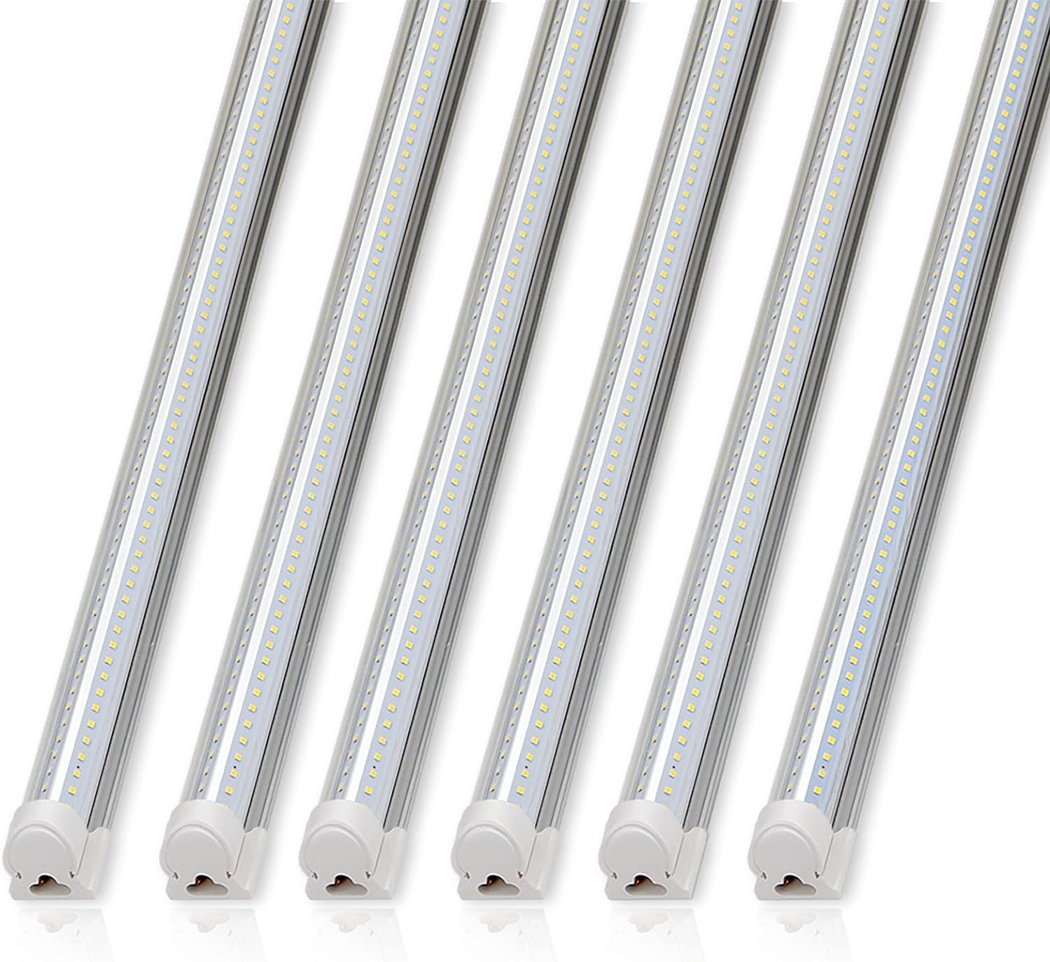 LED Shop Light, 6FT 60W 8000LM 5000K, Clear Cover Linkable LED Garage Lights, V-shape LED Light Fixture-Toppalletfly