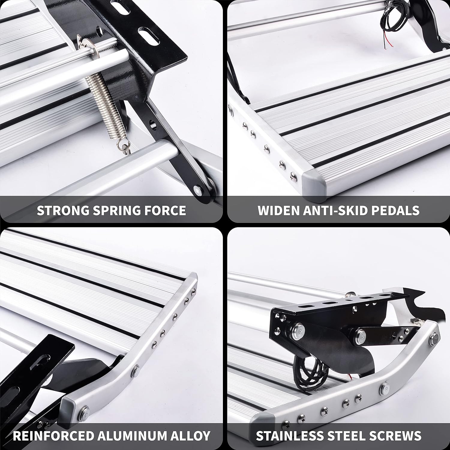 Manual Folding Aluminum Step Ladder with LED Light for RVs and Campers-Toppalletfly