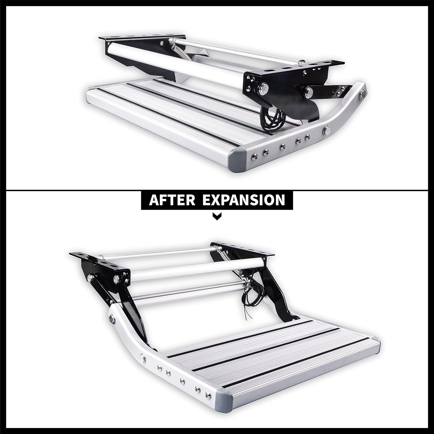 Manual Folding Aluminum Step Ladder with LED Light for RVs and Campers-Toppalletfly