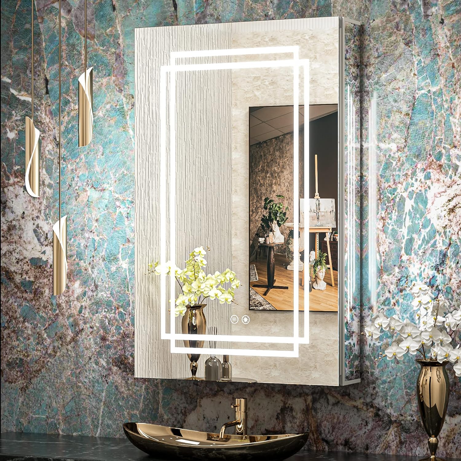 Medicine Cabinet Bathroom LED Vanity Mirror-Toppalletfly