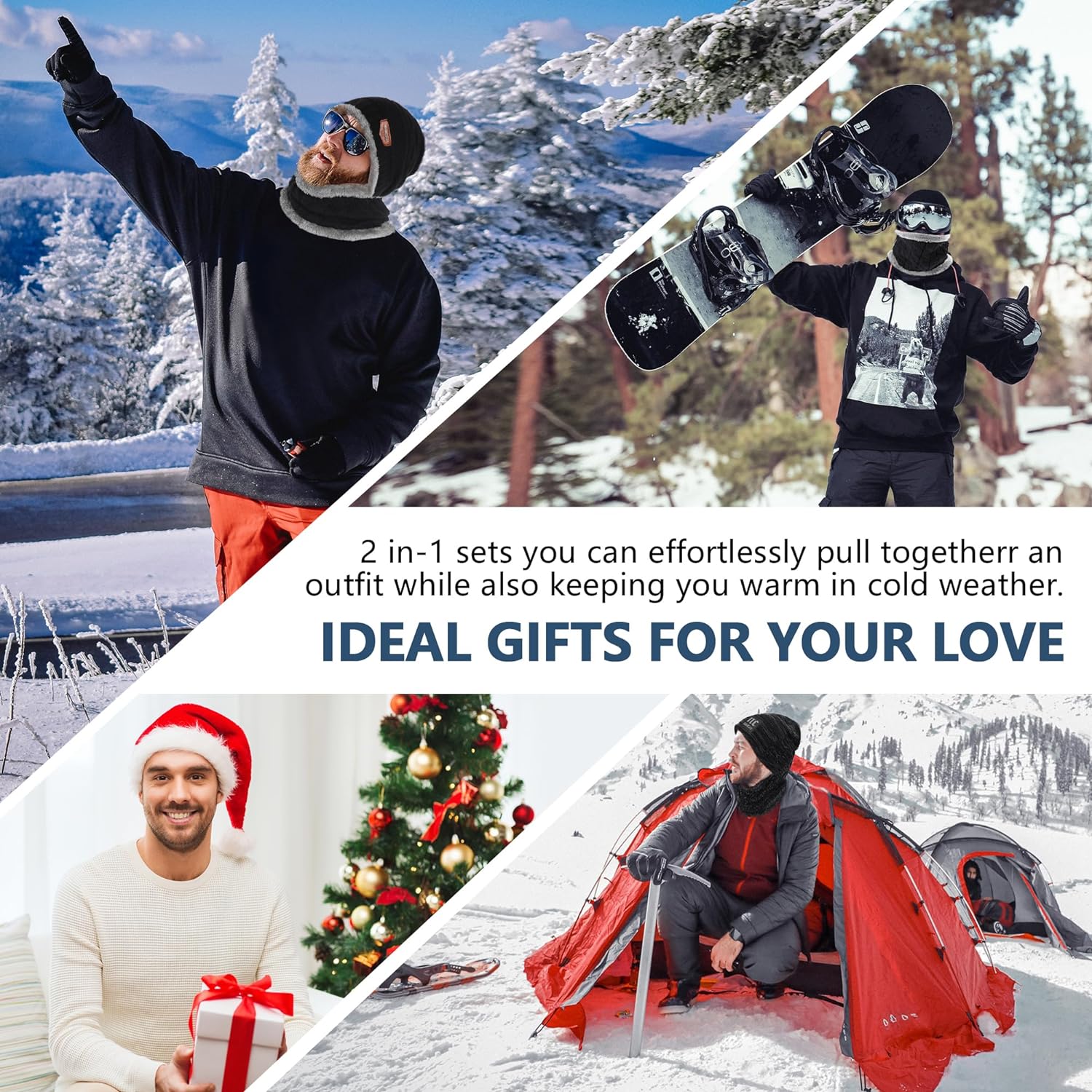 Mens Womens Winter Beanie Hat Scarf Set 2 Sets-Toppalletfly