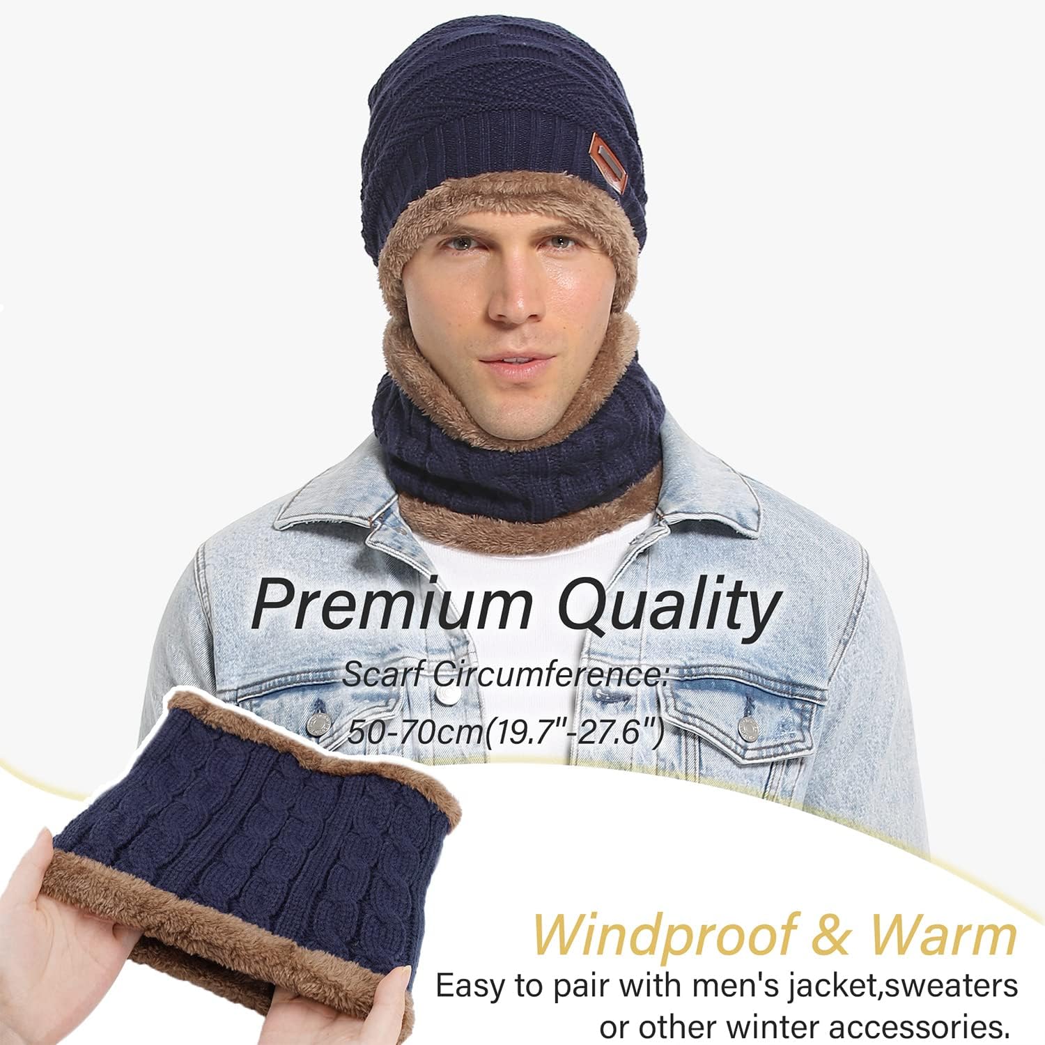 Mens Womens Winter Beanie Hat Scarf Set 2 Sets-Toppalletfly