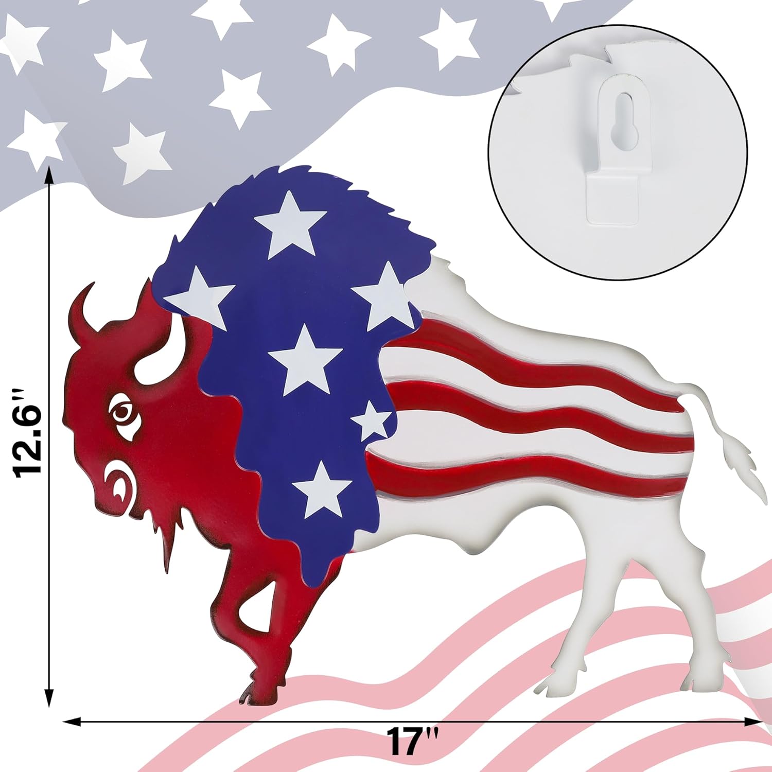 Metal Wall Art, Veterans Day Patriotic Hanging Sculpture, Large Handmade Centerpiece Independence Day 4th of July Decoration, 3 Pcs-Toppalletfly