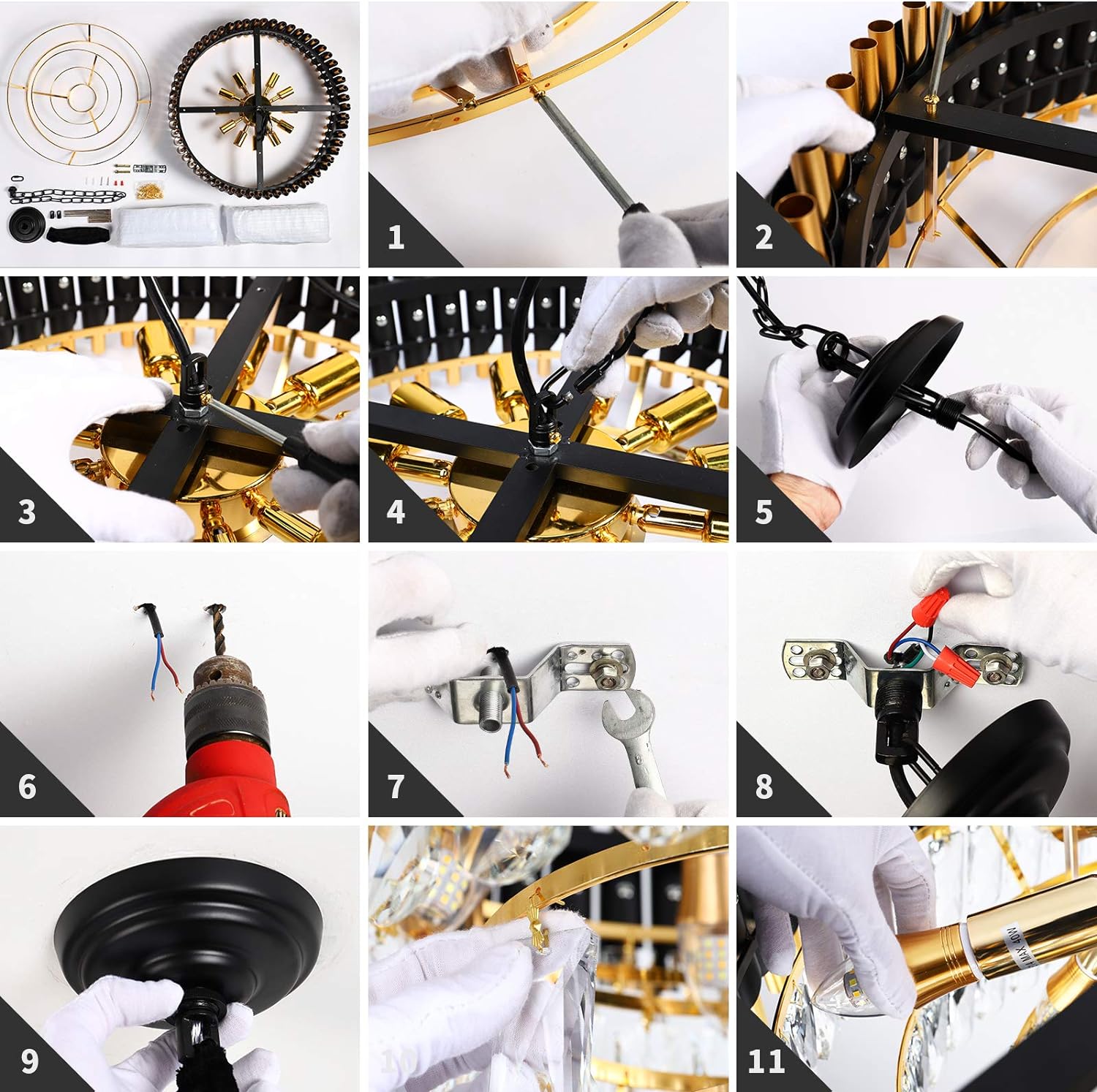 Modern Crystal Chandeliers 5 Tier, Round Crystal Chandeliers Light Fixture 12 Lights-Toppalletfly