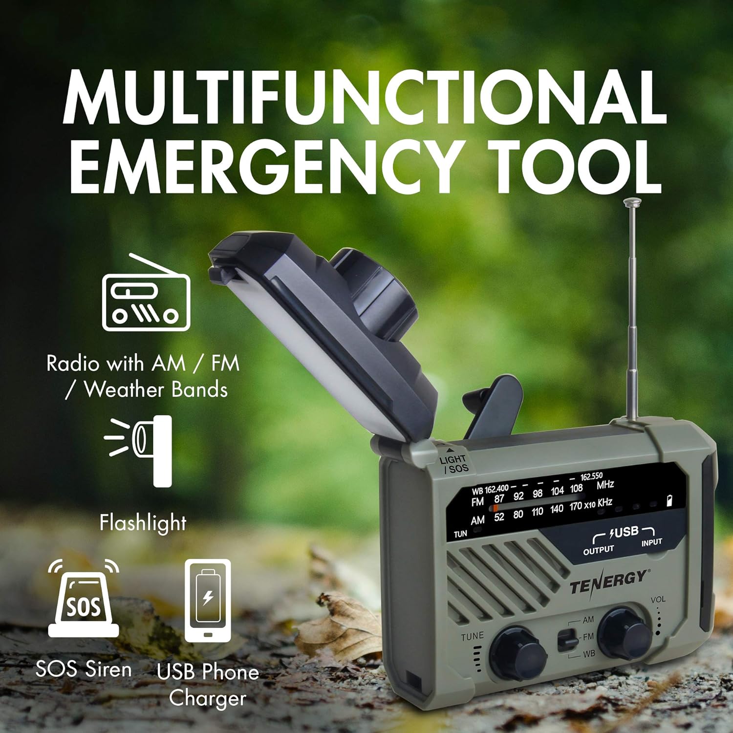 Multifunctional Hand Crank Weather Radio with LED Flashlight, SOS Alarm & Phone Charger – AM/FM/NOAA for Emergencies-Toppalletfly