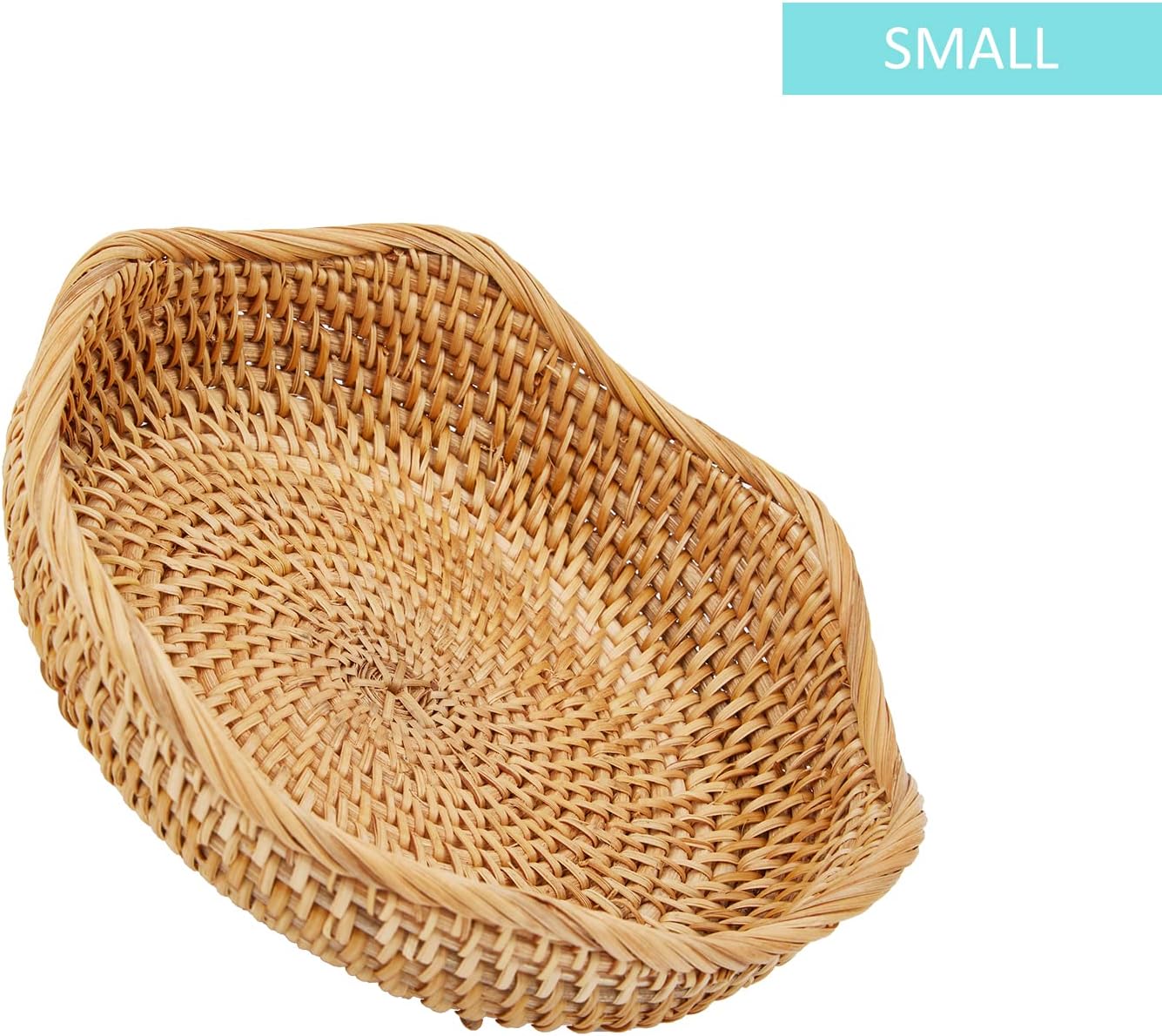 Natural Rattan Fruit Basket Bowls, Hand Woven Decor Serving Baskets-Toppalletfly