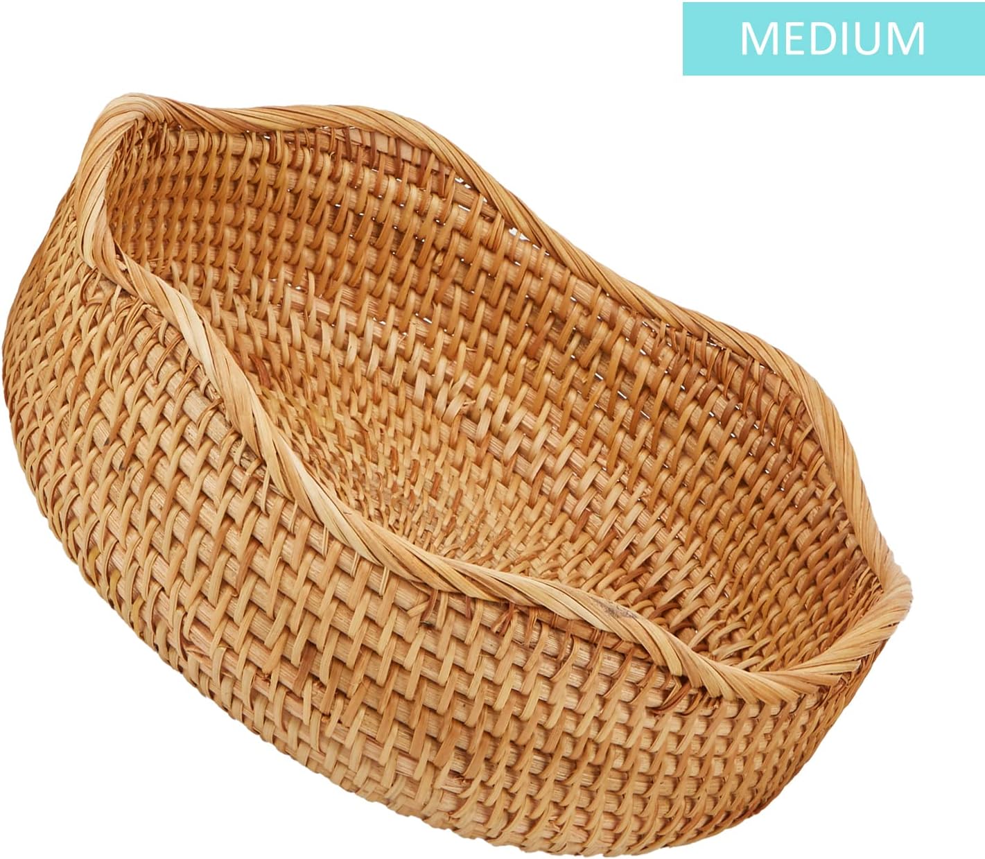 Natural Rattan Fruit Basket Bowls, Hand Woven Decor Serving Baskets-Toppalletfly