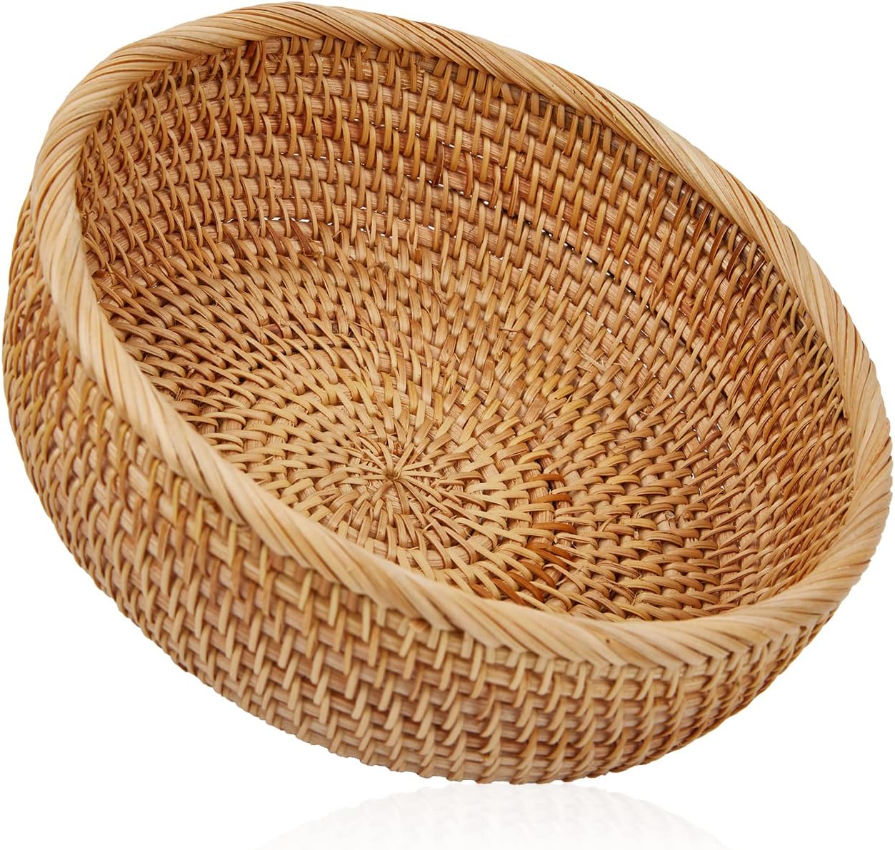 Natural Rattan Fruit Basket Bowls, Hand Woven Decor Serving Baskets-Toppalletfly
