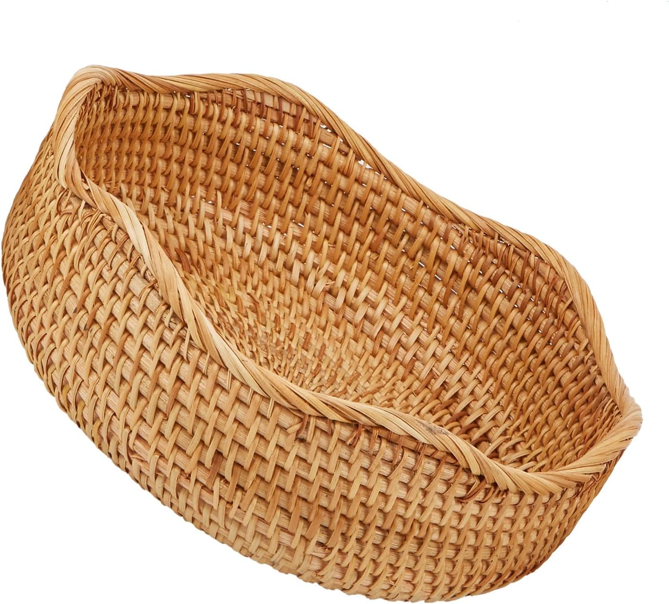 Natural Rattan Fruit Basket Bowls, Hand Woven Decor Serving Baskets-Toppalletfly