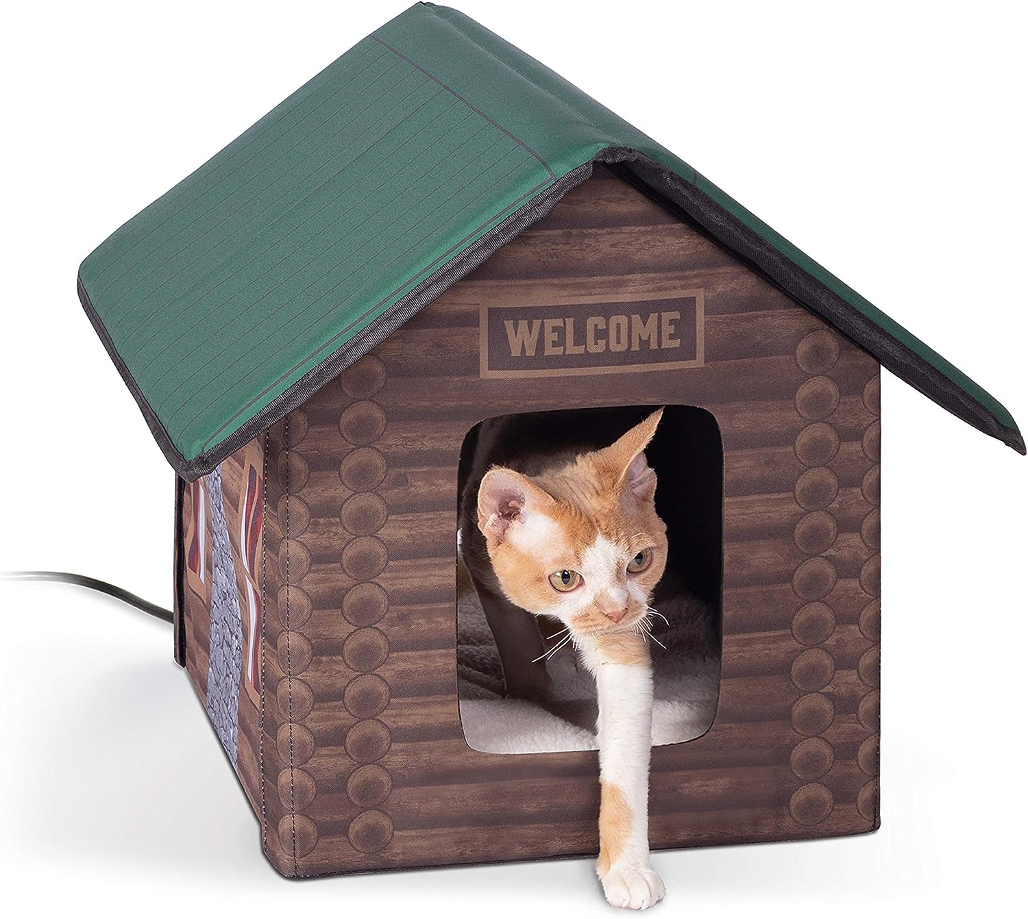 Outdoor Heated Kitty House, Insulated Shelter with Heated Pad for Winter-Toppalletfly