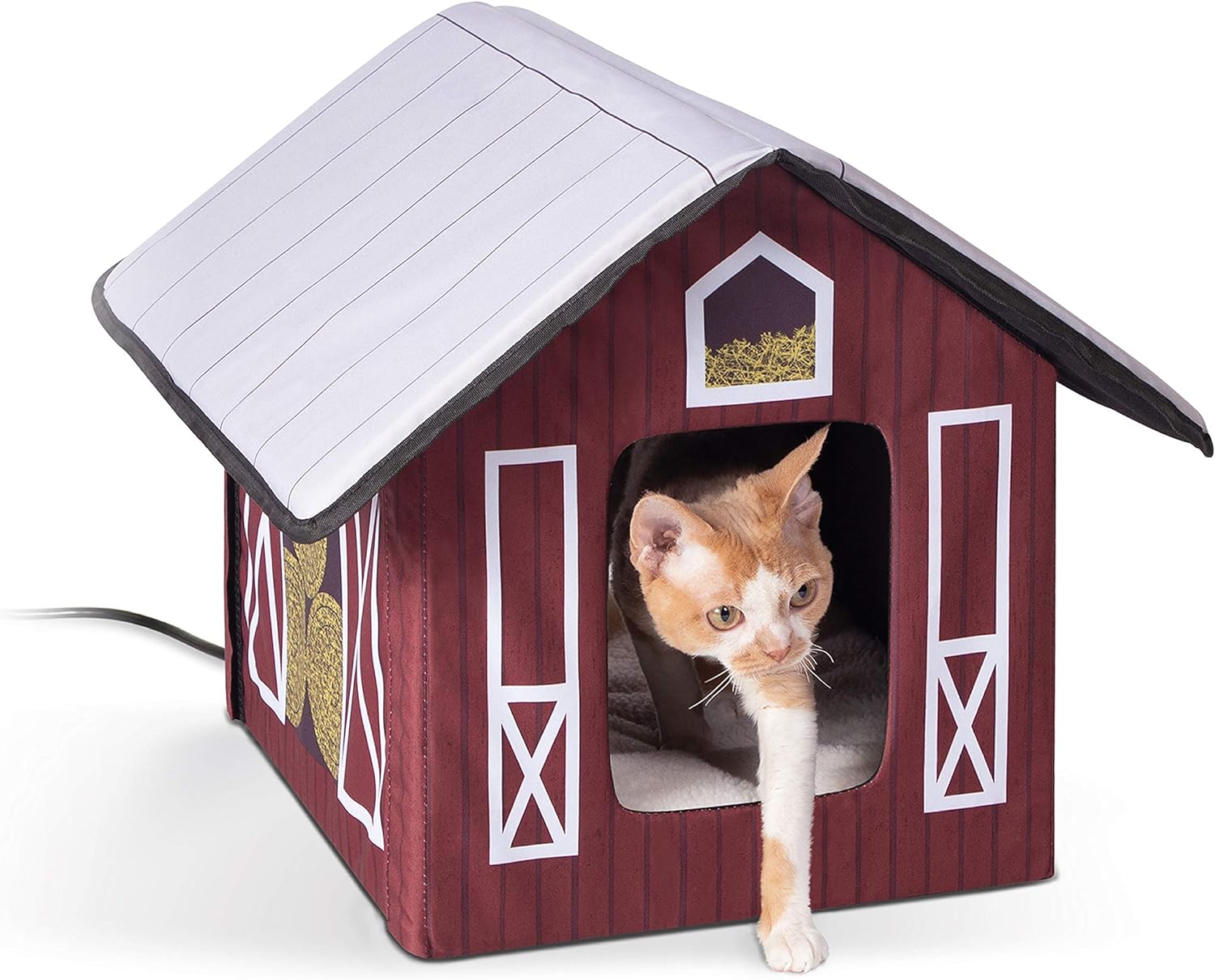 Outdoor Heated Kitty House, Insulated Shelter with Heated Pad for Winter-Toppalletfly