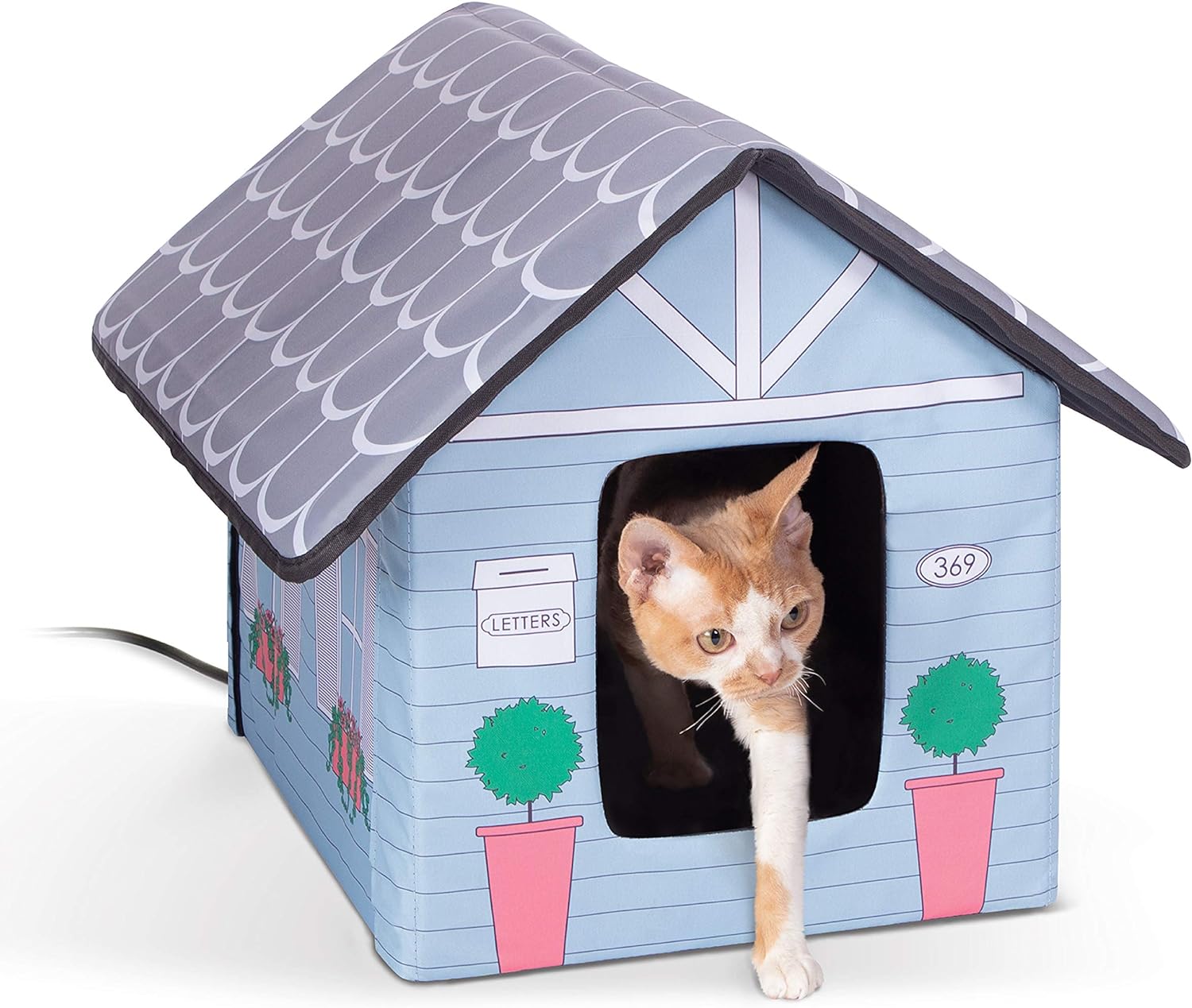 Outdoor Heated Kitty House, Insulated Shelter with Heated Pad for Winter-Toppalletfly
