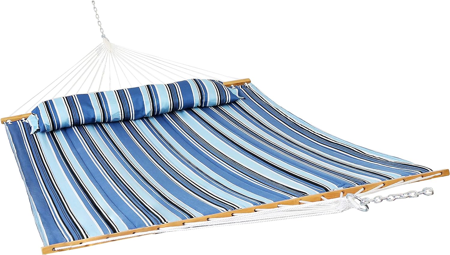 Outdoor Quilted Fabric Hammock - Two-Person with Spreader Bars - Heavy-Duty 450-Pound Capacity-Toppalletfly
