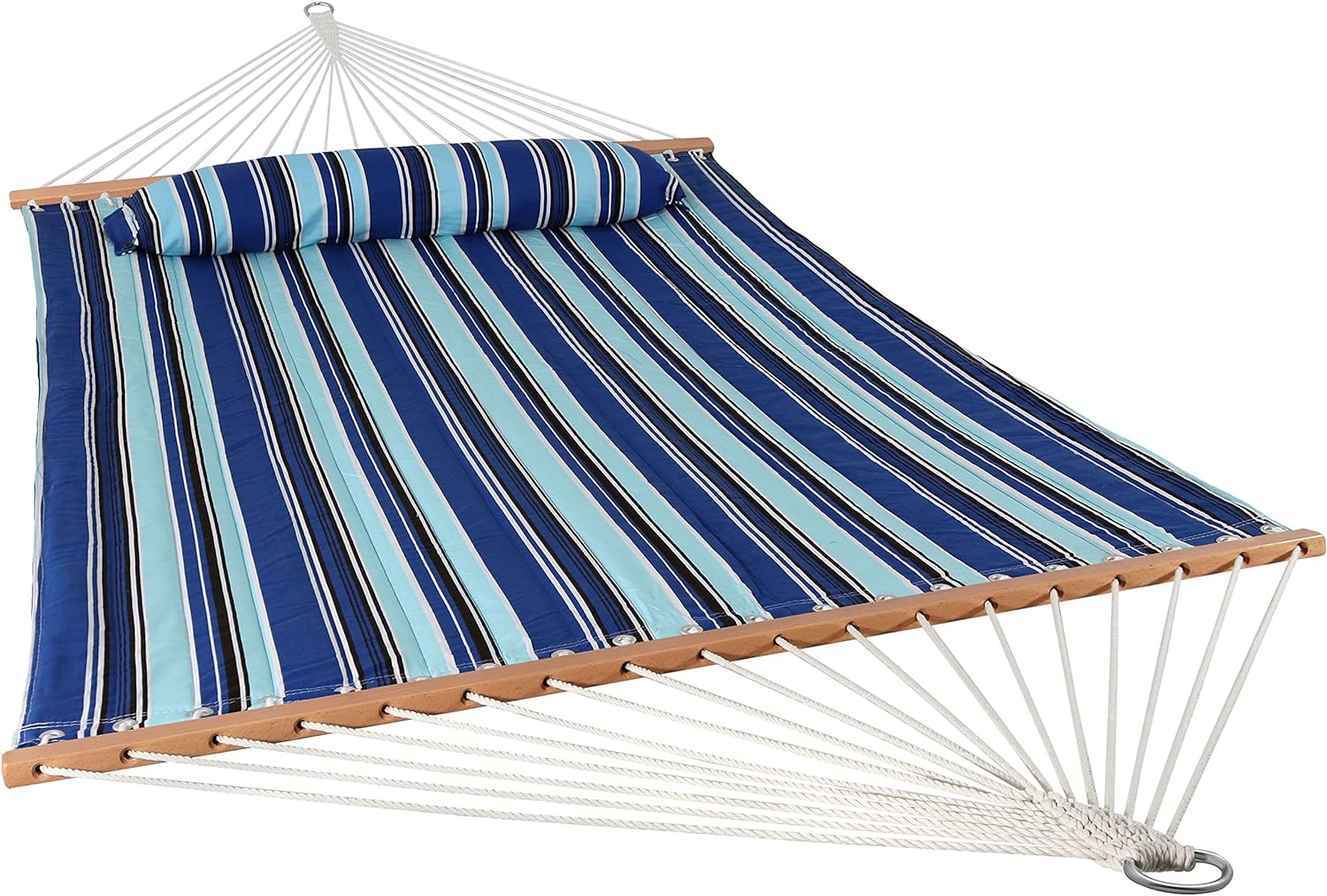 Outdoor Quilted Fabric Hammock - Two-Person with Spreader Bars - Heavy-Duty 450-Pound Capacity-Toppalletfly