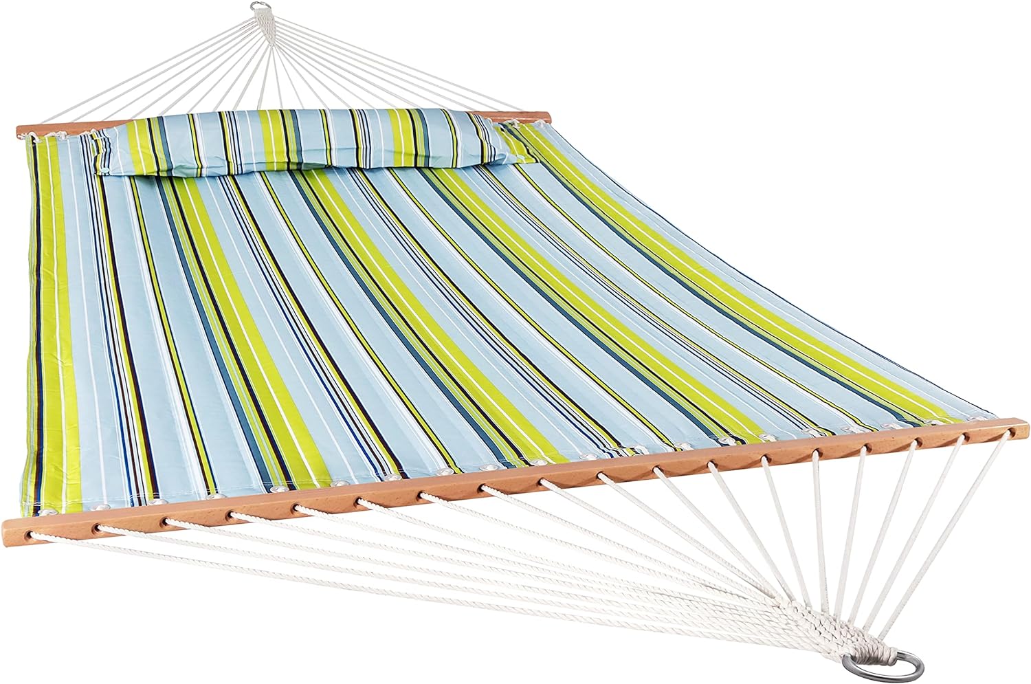 Outdoor Quilted Fabric Hammock - Two-Person with Spreader Bars - Heavy-Duty 450-Pound Capacity-Toppalletfly