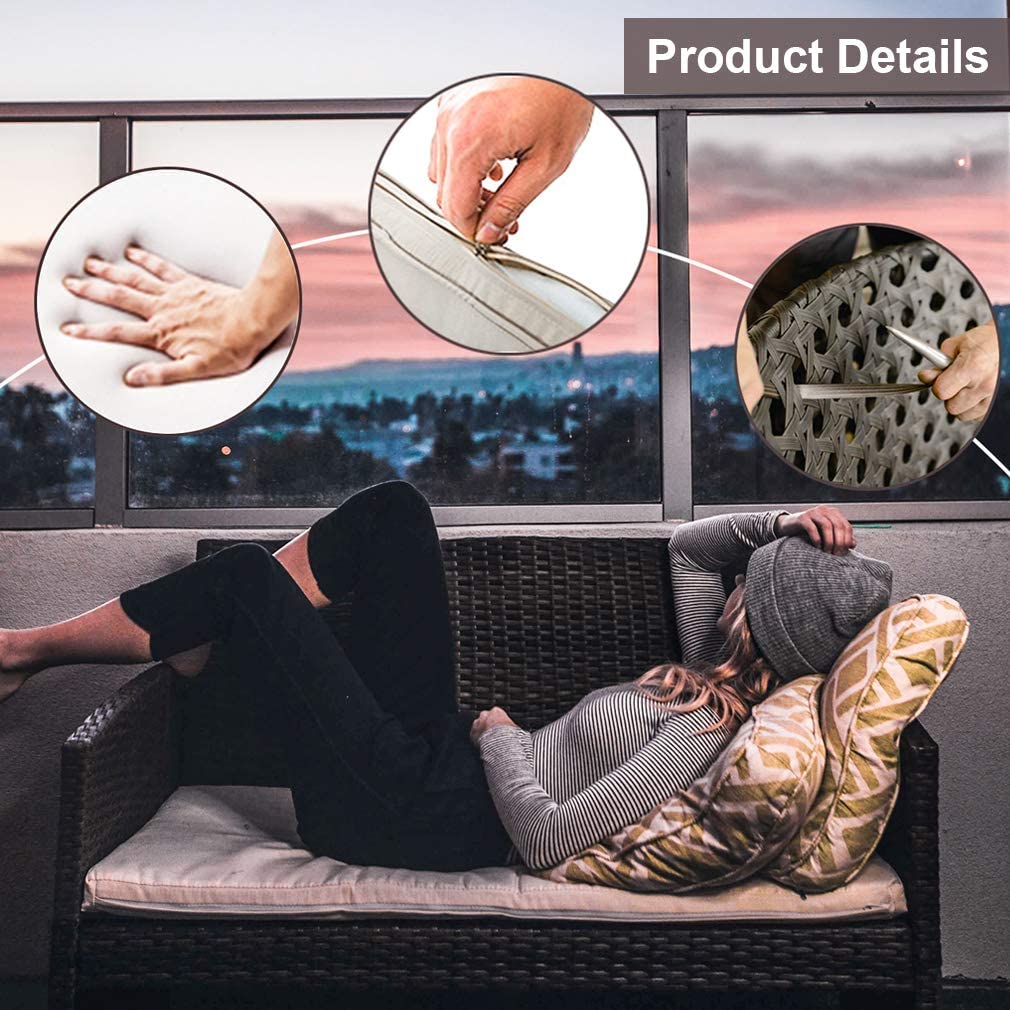 4-Piece Outdoor Patio Furniture Set with PE Rattan Chairs and Tempered Glass Table-Toppalletfly