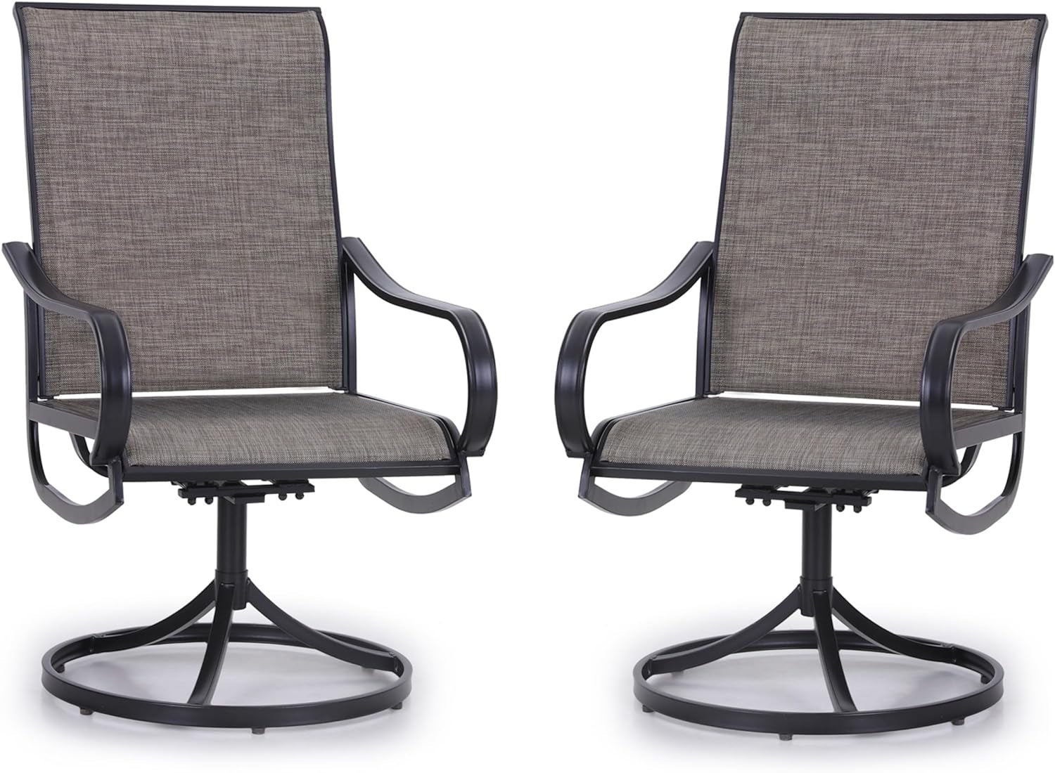 Patio Sling Dining Swivel Chairs with Steel Metal Frame-Toppalletfly
