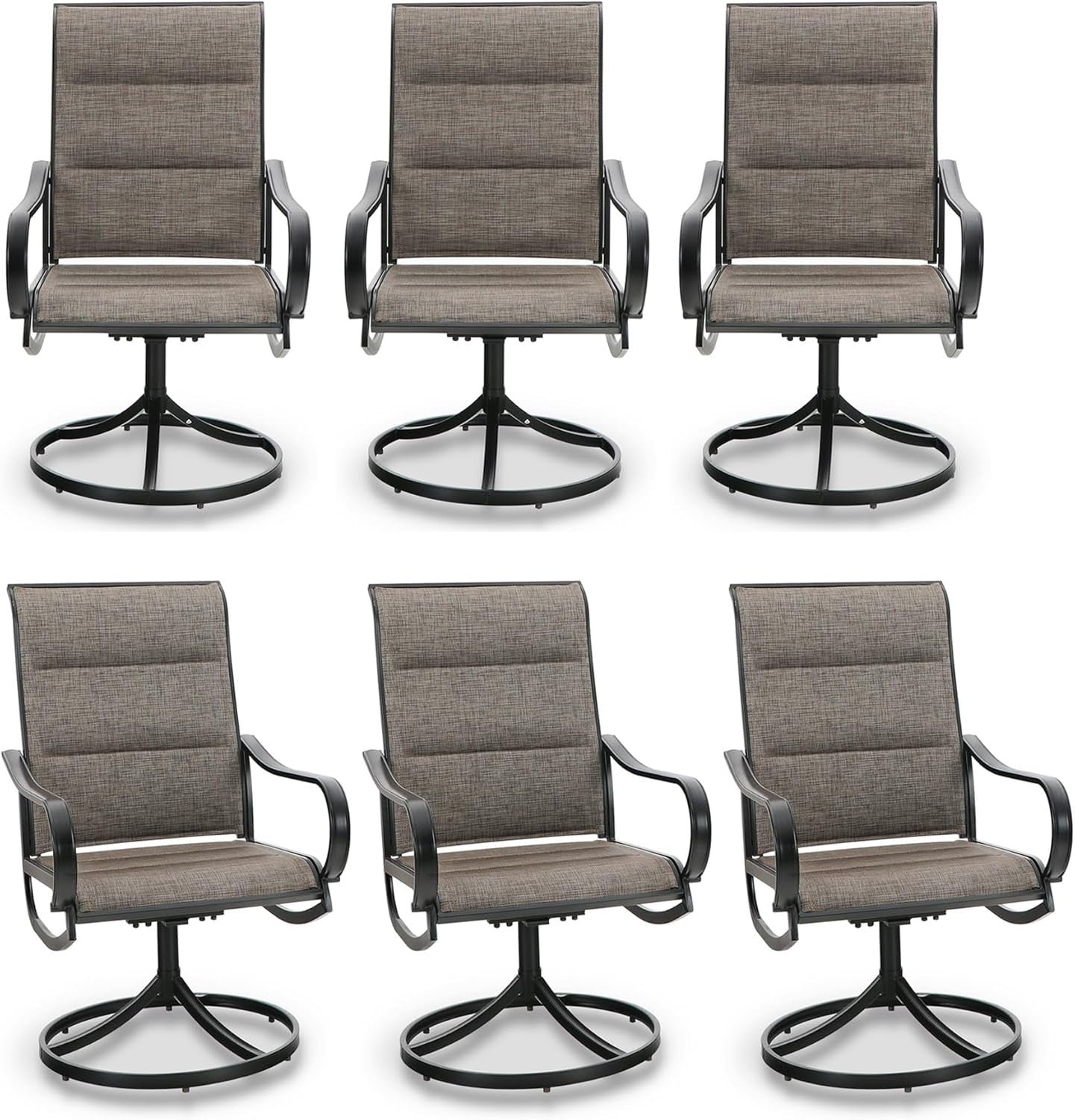 Patio Sling Dining Swivel Chairs with Steel Metal Frame-Toppalletfly