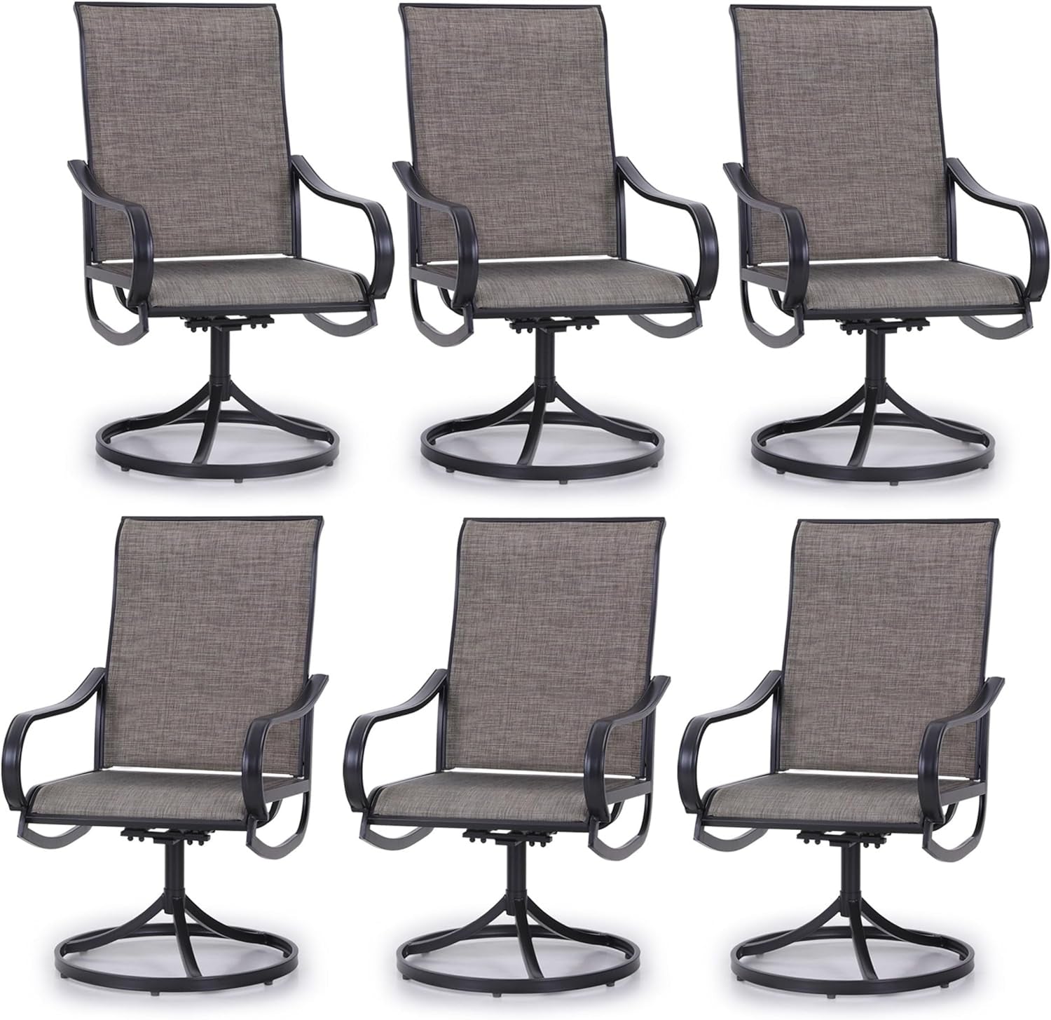 Patio Sling Dining Swivel Chairs with Steel Metal Frame-Toppalletfly