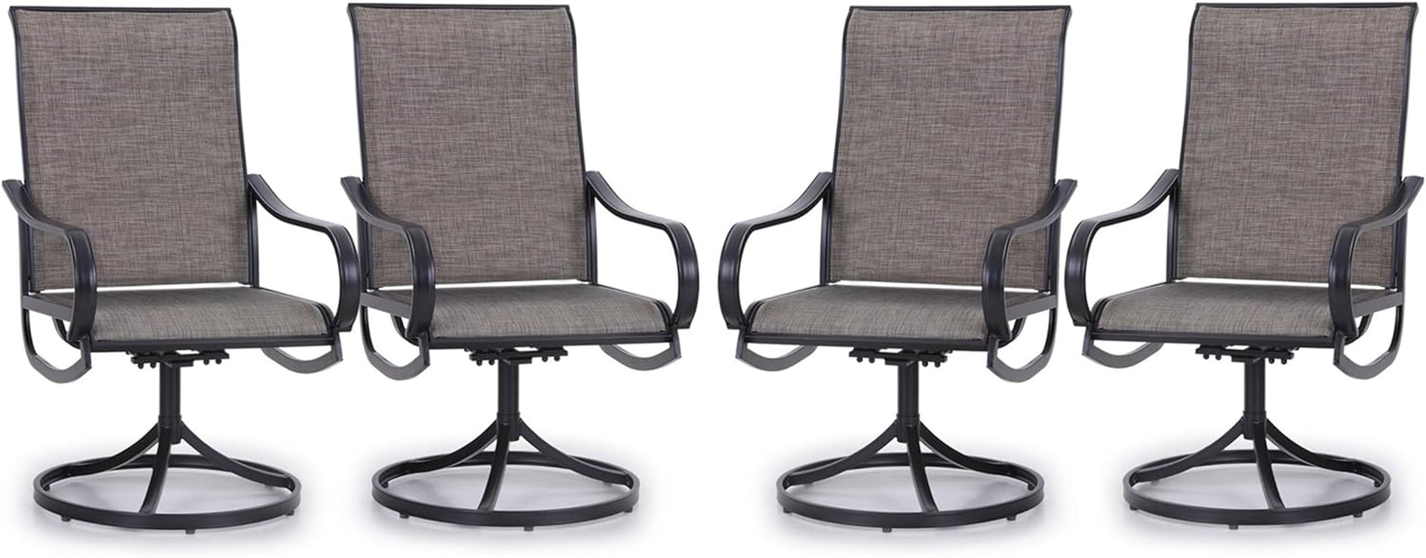 Patio Sling Dining Swivel Chairs with Steel Metal Frame-Toppalletfly