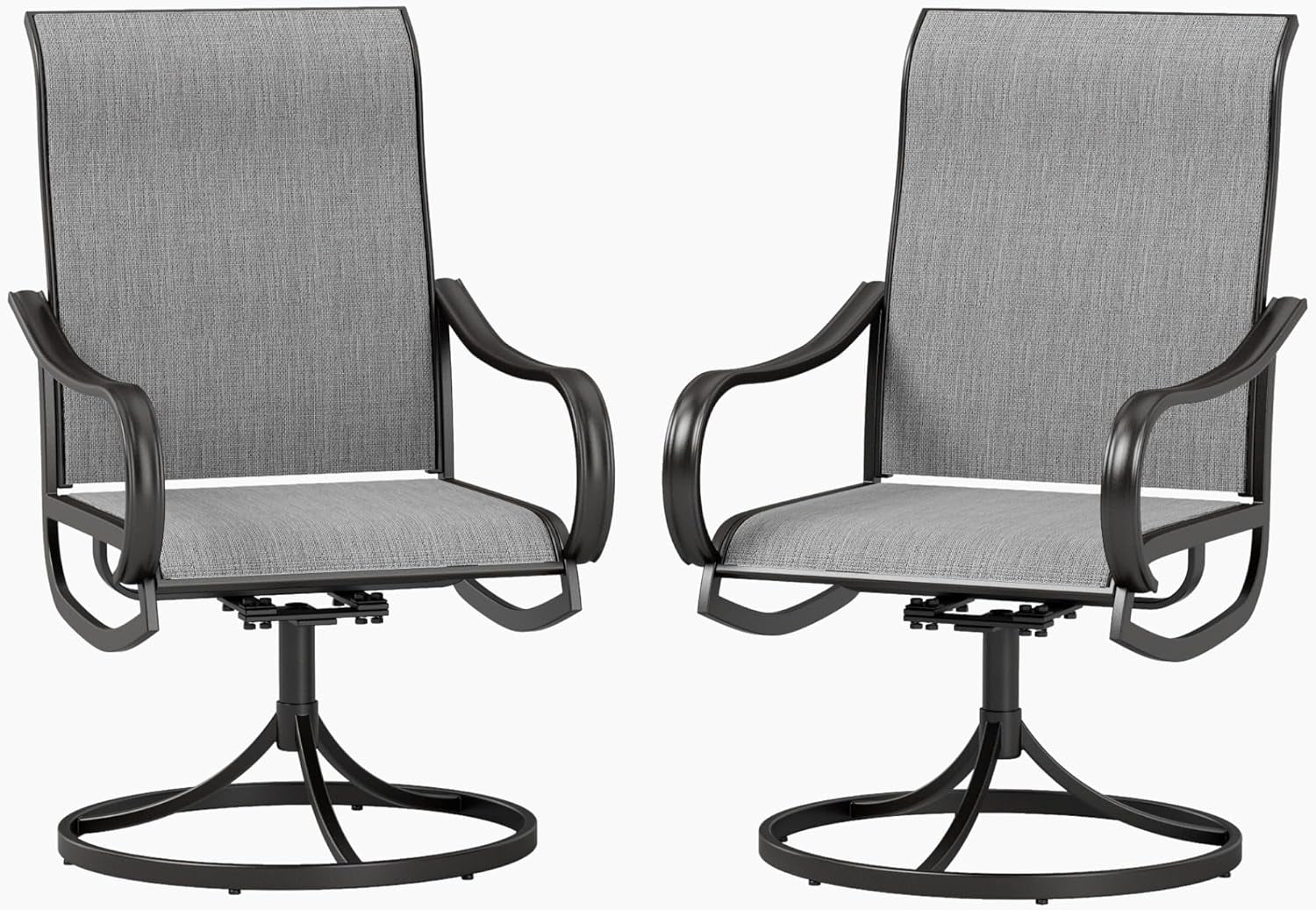 Patio Sling Dining Swivel Chairs with Steel Metal Frame-Toppalletfly