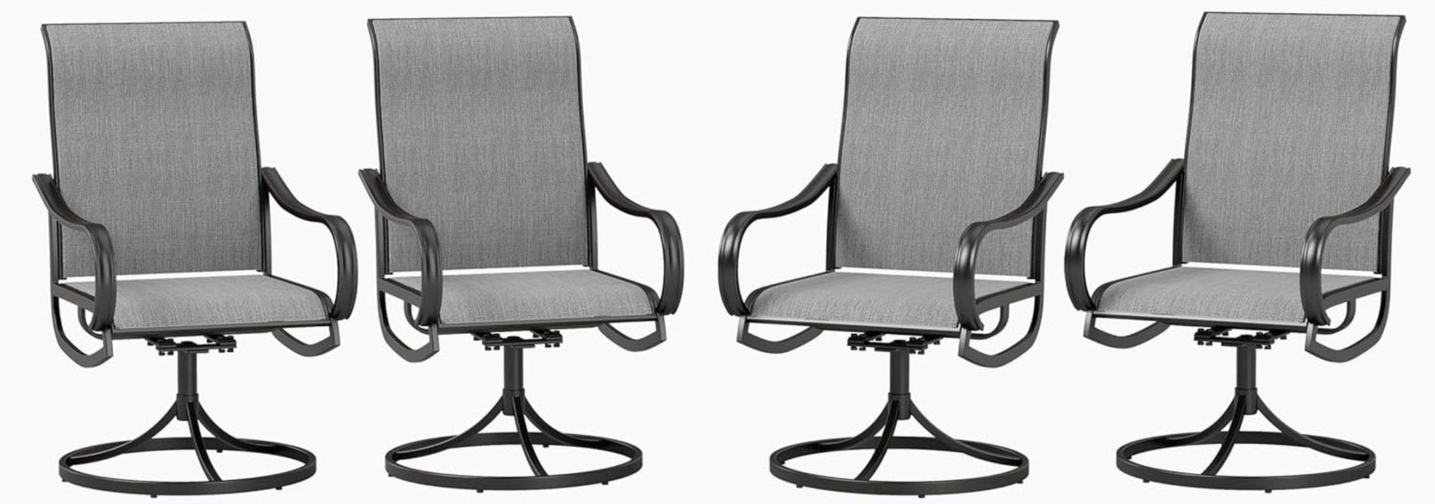 Patio Sling Dining Swivel Chairs with Steel Metal Frame-Toppalletfly