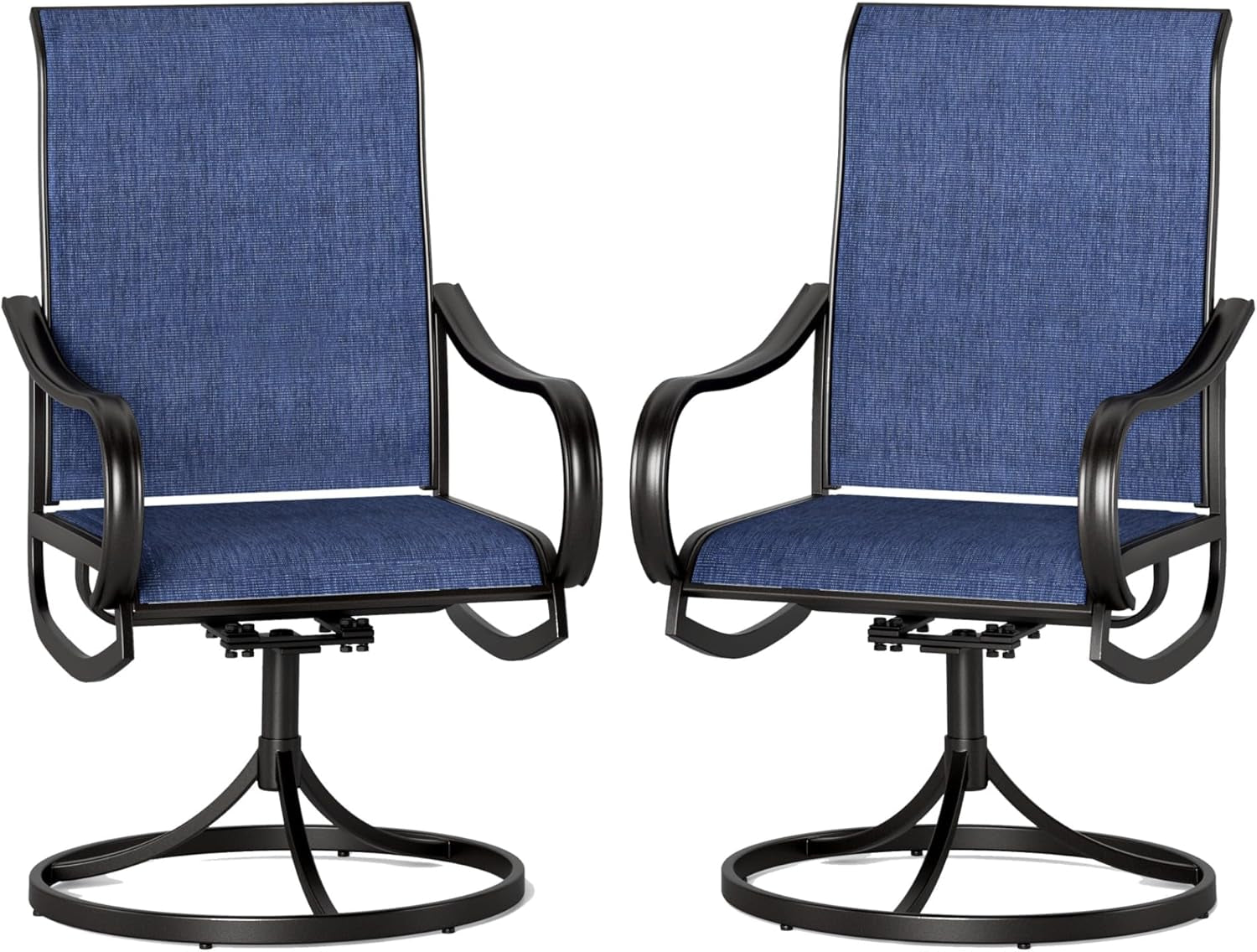 Patio Sling Dining Swivel Chairs with Steel Metal Frame-Toppalletfly