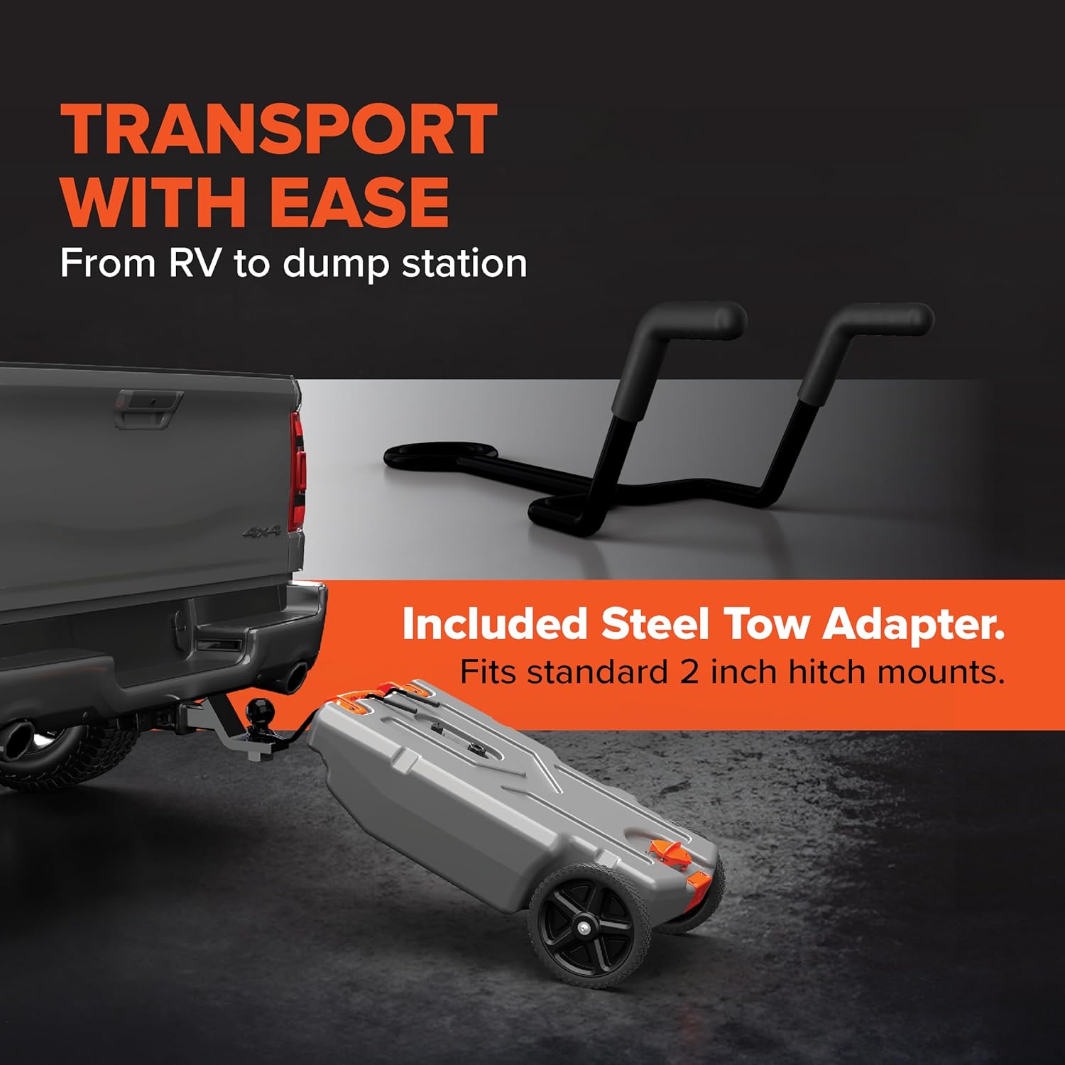 Portable Gallon RV Tote Tank with No-Flat Wheels, Gate Valve, and Accessories-Toppalletfly