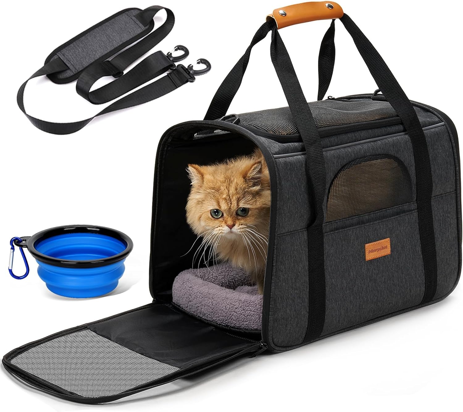 Portable Pet Bag - Folding Fabric Pet Carrier with Locking Safety Zippers, Airline Approved-Toppalletfly