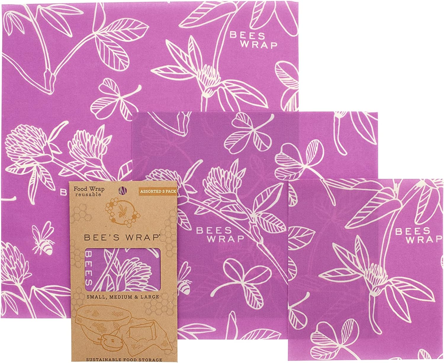 Reusable Beeswax Food Wraps Made in the USA, Eco Friendly Sustainable Organic, Assorted 3 Pack (S, M, L)-Toppalletfly