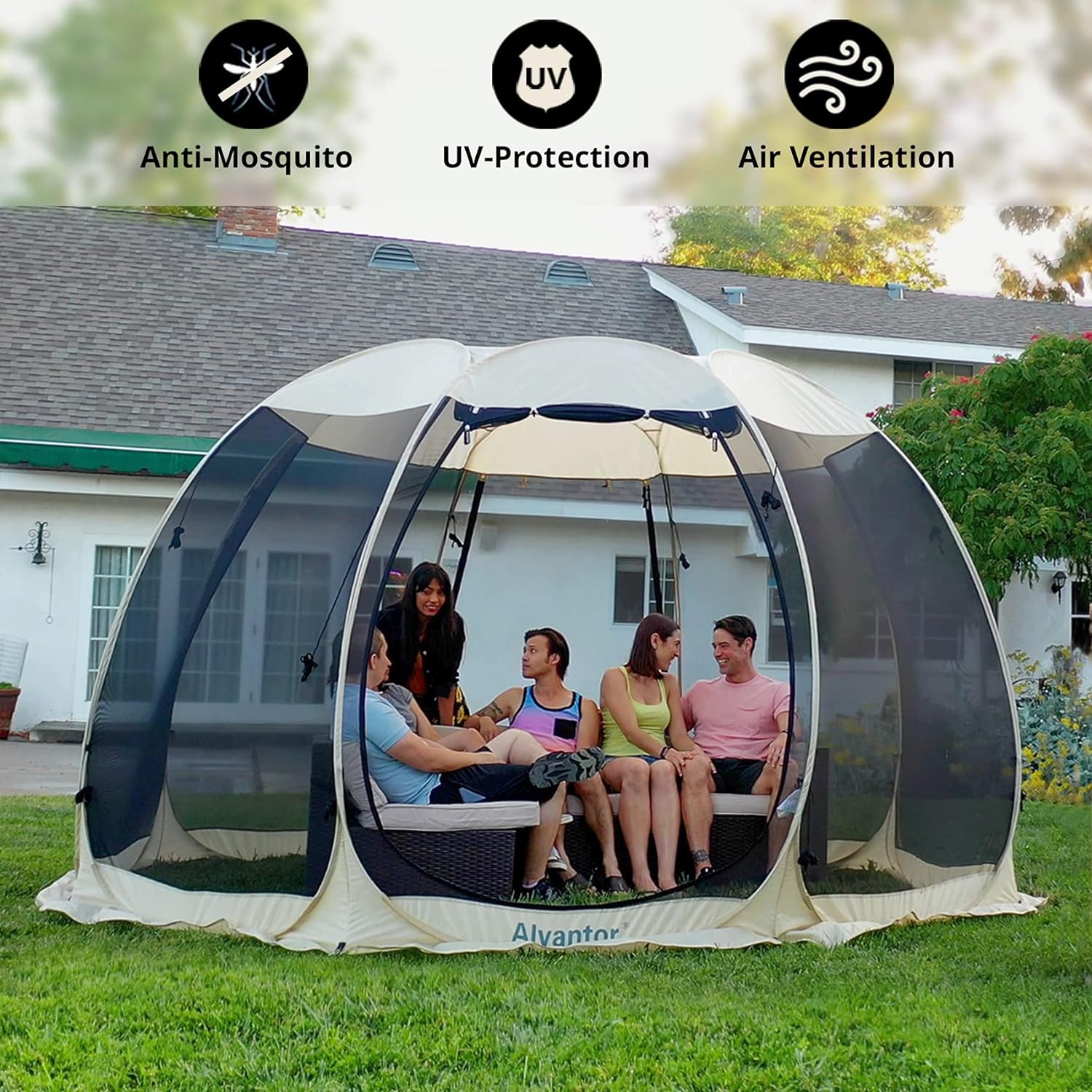 Screen House Room Camping Tent Outdoor Canopy Pop Up Sun Shade Shelter 10 Mesh Walls Not Waterproof-Toppalletfly