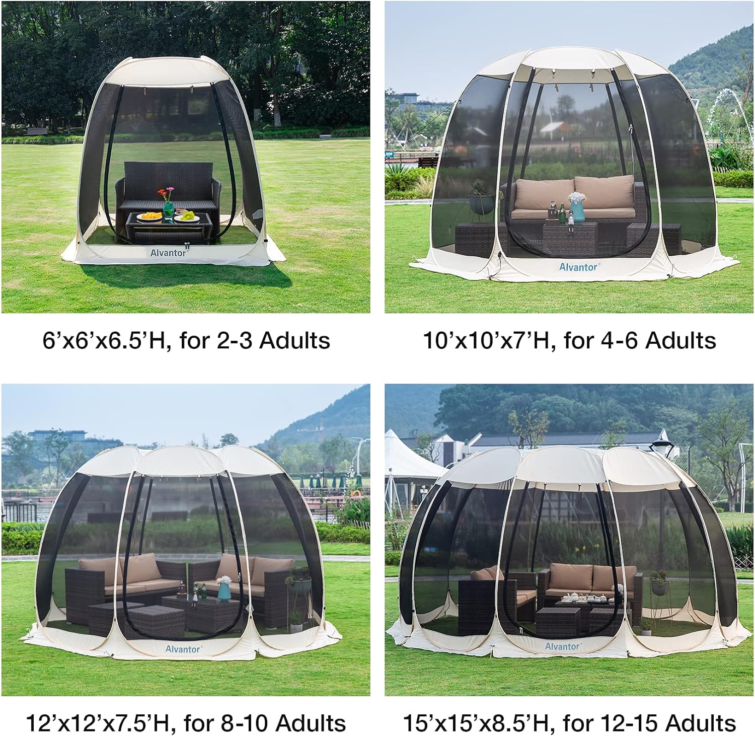 Screen House Room Camping Tent Outdoor Canopy Pop Up Sun Shade Shelter 10 Mesh Walls Not Waterproof-Toppalletfly