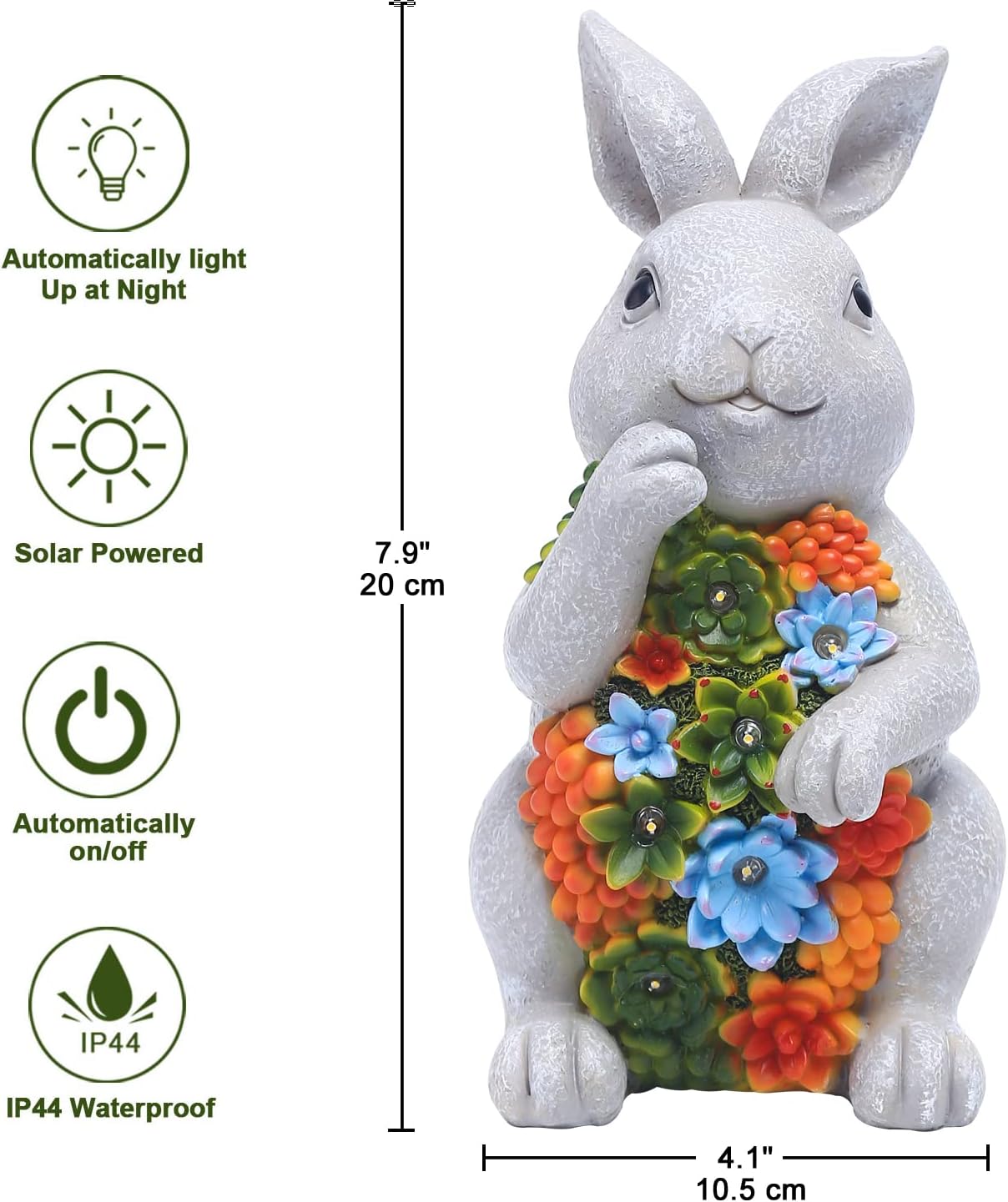 Solar Cute Animal Garden Statue with Succulents & LED Lights – Unique Lawn Decor & Housewarming Gift-Toppalletfly