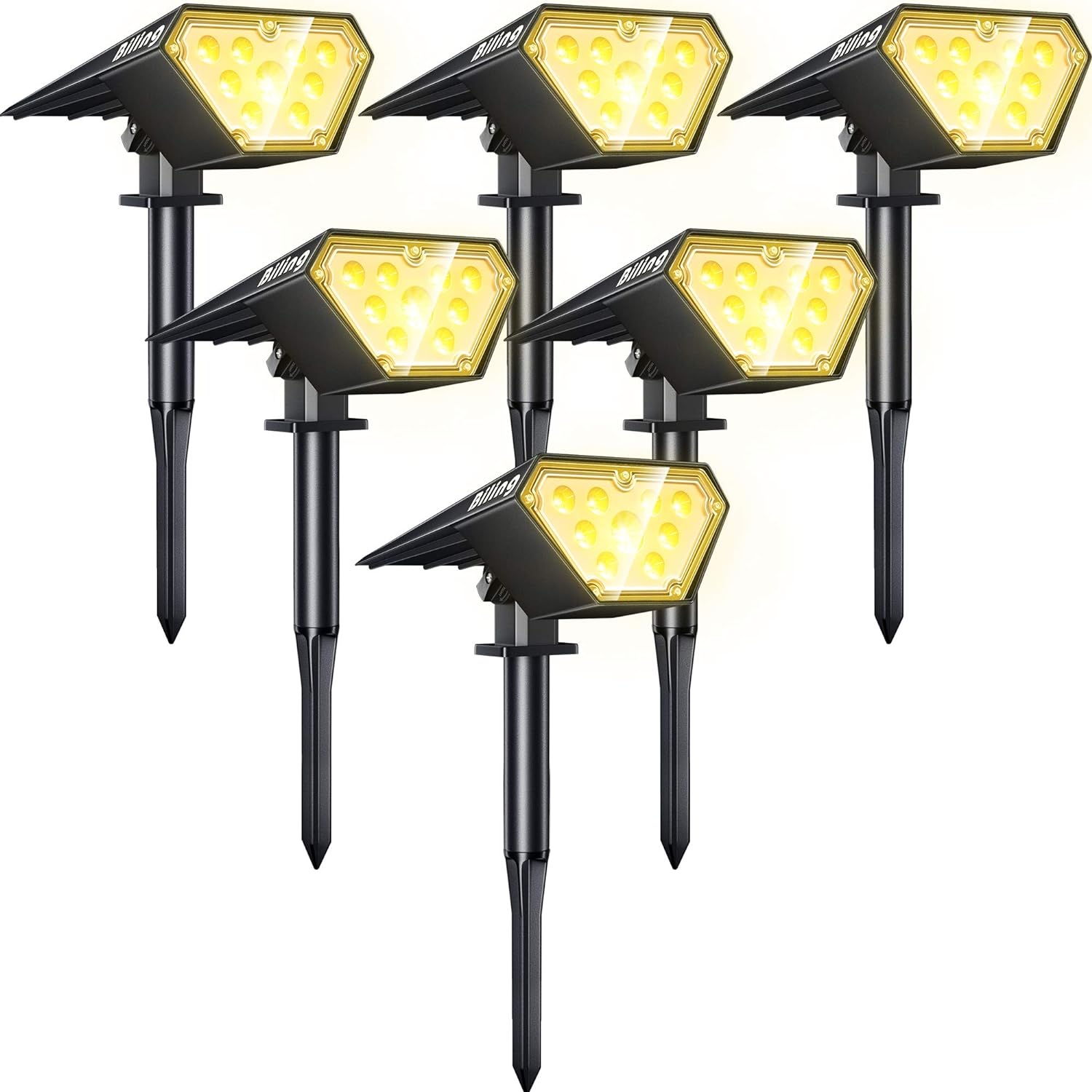 Solar Spot Lights Outdoor 2-in-1 Solar Landscape Lights 12 LED Bulbs Solar Powered Lights IP67 Waterproof Adjustable Wall Light-Toppalletfly