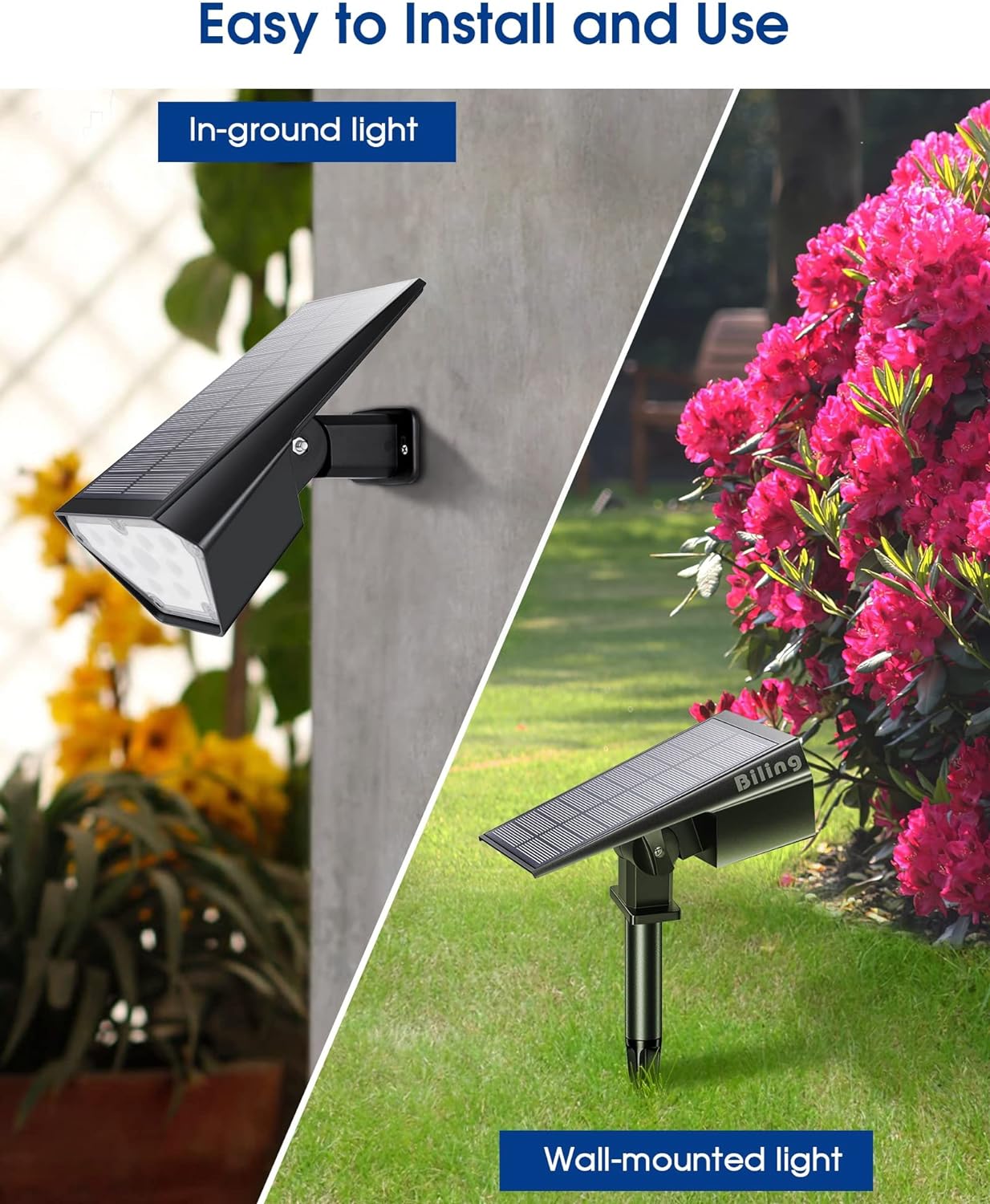 Solar Spot Lights Outdoor 2-in-1 Solar Landscape Lights 12 LED Bulbs Solar Powered Lights IP67 Waterproof Adjustable Wall Light-Toppalletfly