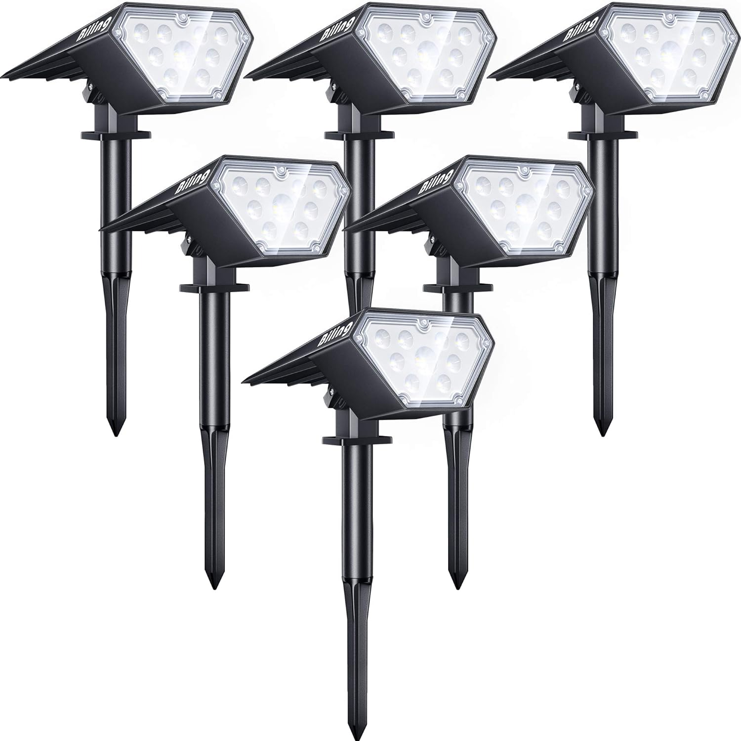Solar Spot Lights Outdoor 2-in-1 Solar Landscape Lights 12 LED Bulbs Solar Powered Lights IP67 Waterproof Adjustable Wall Light-Toppalletfly