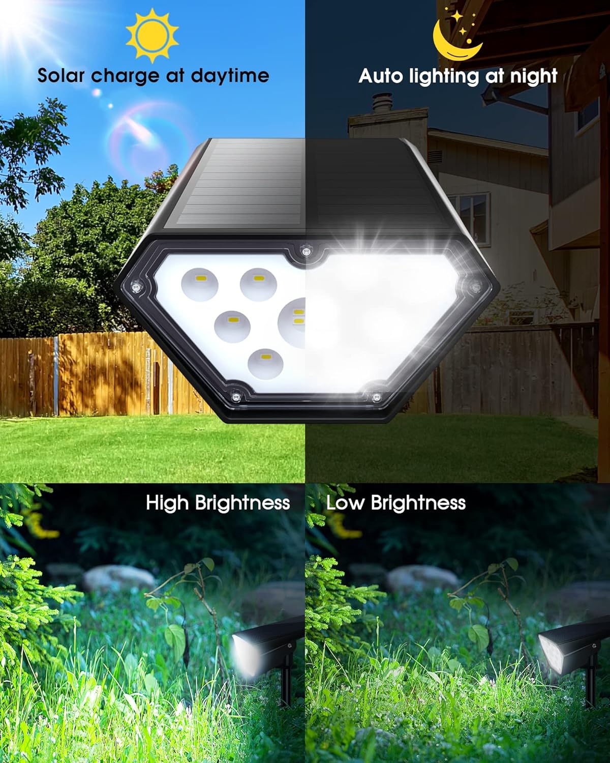 Solar Spot Lights Outdoor 2-in-1 Solar Landscape Lights 12 LED Bulbs Solar Powered Lights IP67 Waterproof Adjustable Wall Light-Toppalletfly
