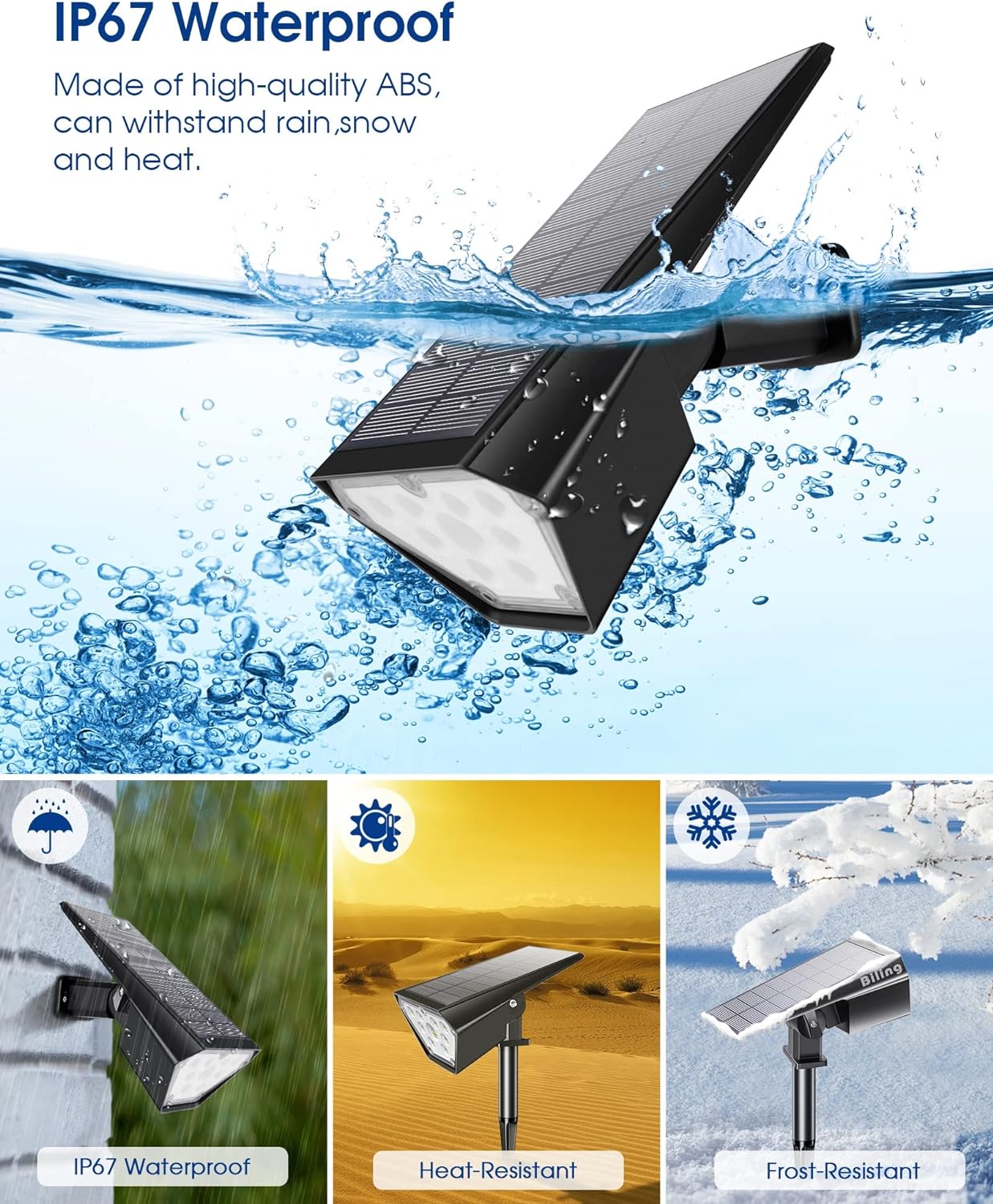 Solar Spot Lights Outdoor 2-in-1 Solar Landscape Lights 12 LED Bulbs Solar Powered Lights IP67 Waterproof Adjustable Wall Light-Toppalletfly