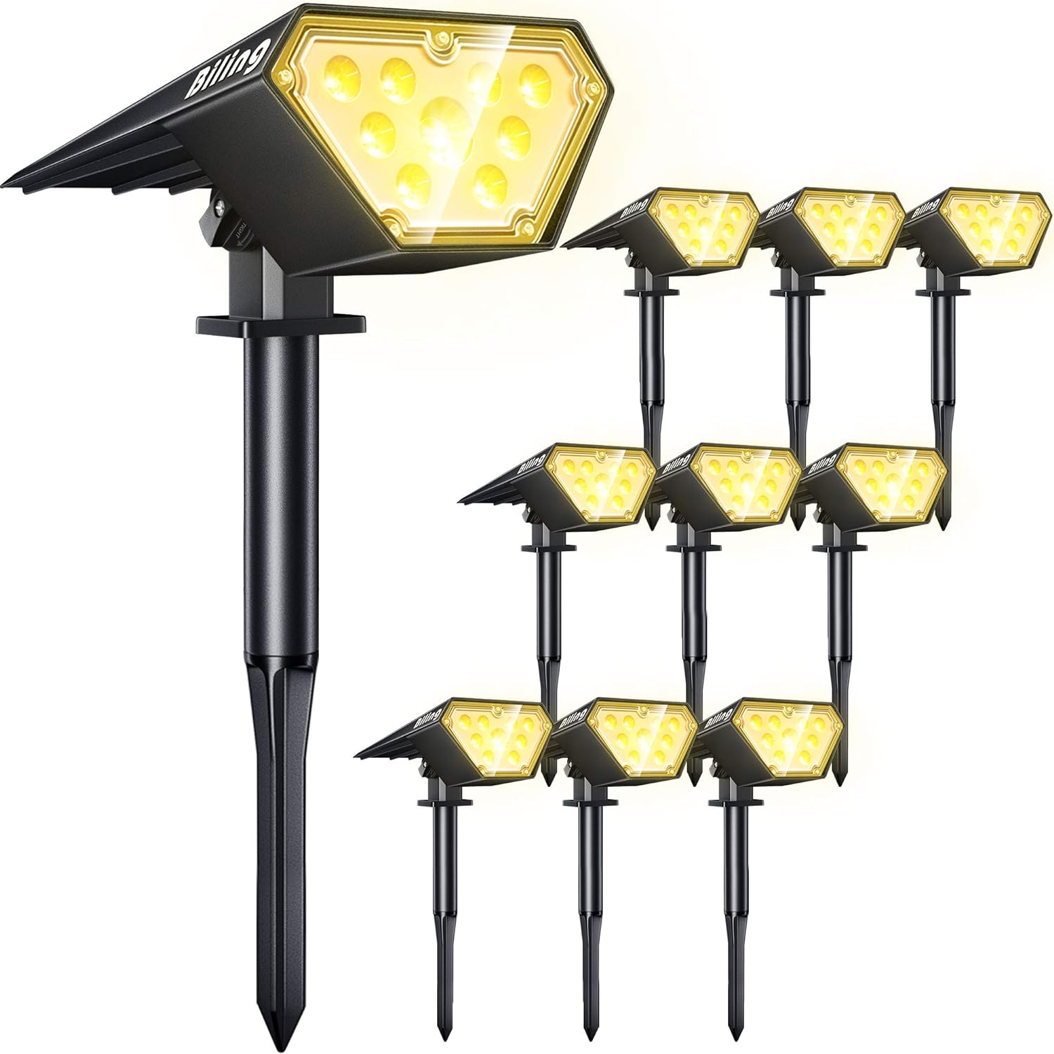 Solar Spot Lights Outdoor 2-in-1 Solar Landscape Lights 12 LED Bulbs Solar Powered Lights IP67 Waterproof Adjustable Wall Light-Toppalletfly