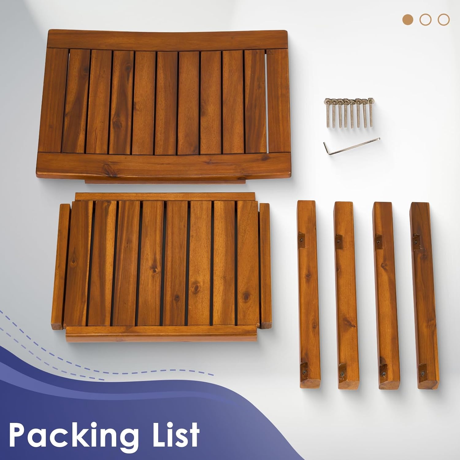 Solid Wood Shower Stool Waterproof Shower Seat with Storage Shelf, Shower Bench, 20"-Toppalletfly