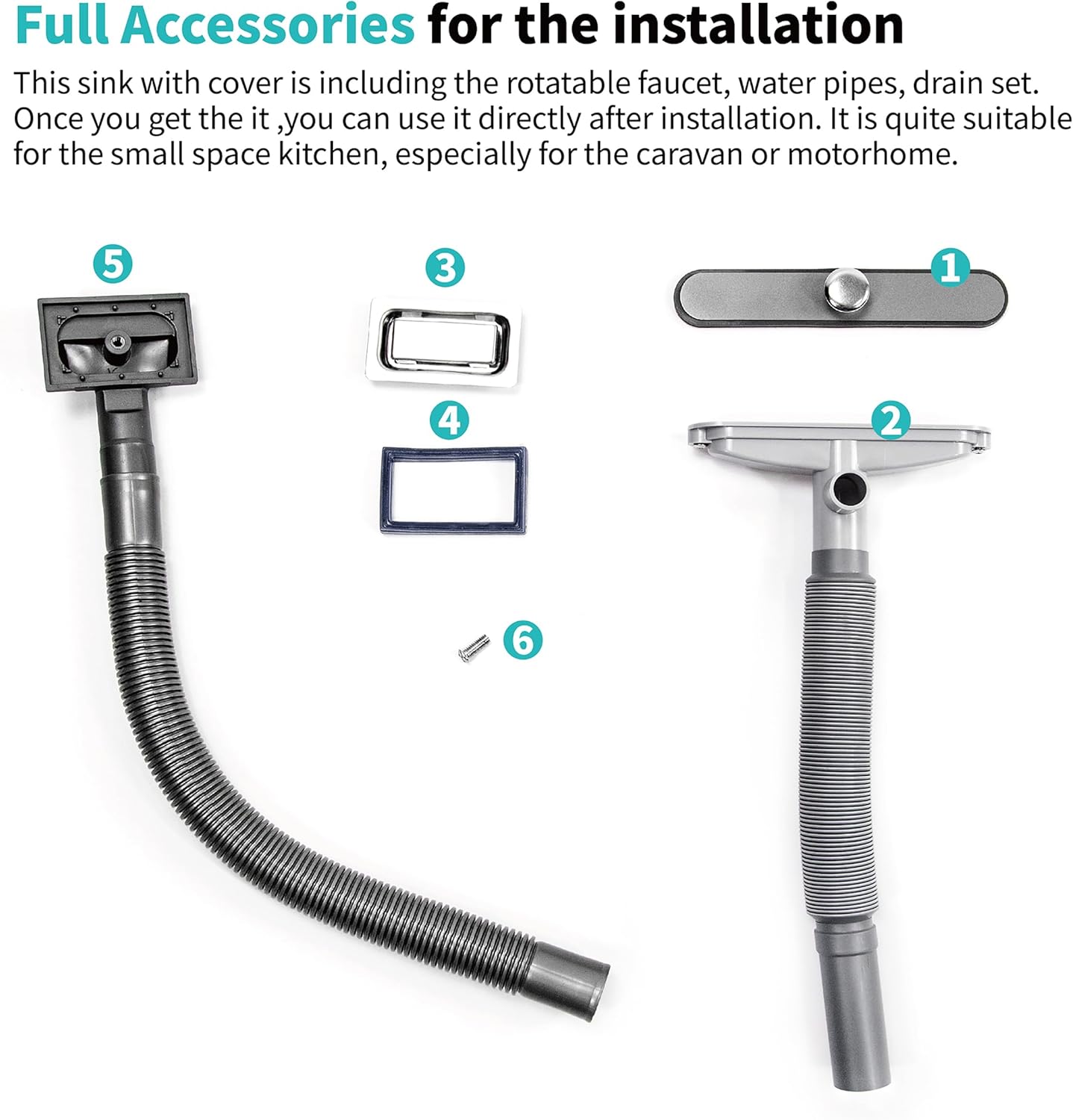 Stainless Steel Hand Wash Basin with Foldable Faucet for RVs Boats Van Camper Trailer Accessories-Toppalletfly