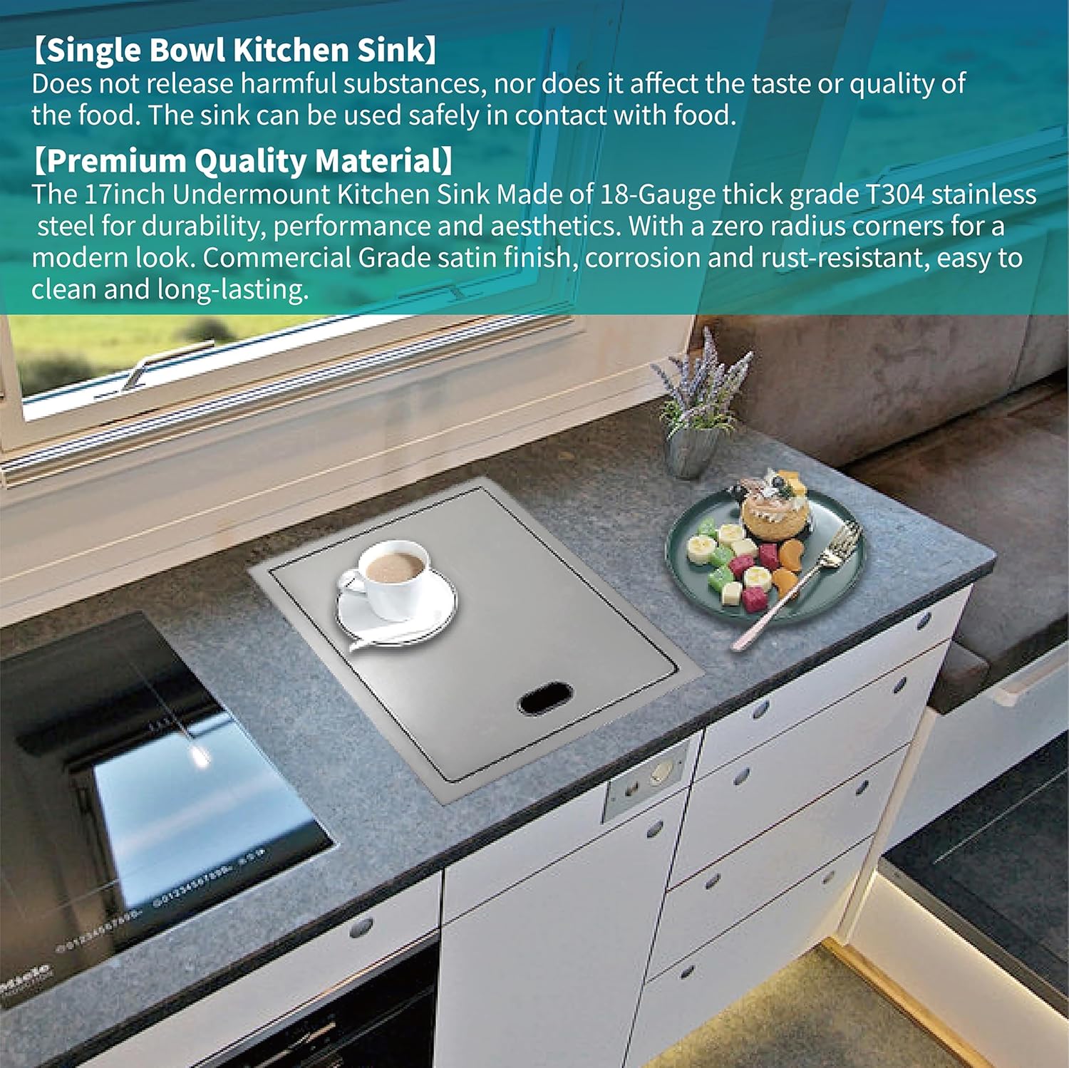 Stainless Steel Hand Wash Basin with Foldable Faucet for RVs Boats Van Camper Trailer Accessories-Toppalletfly